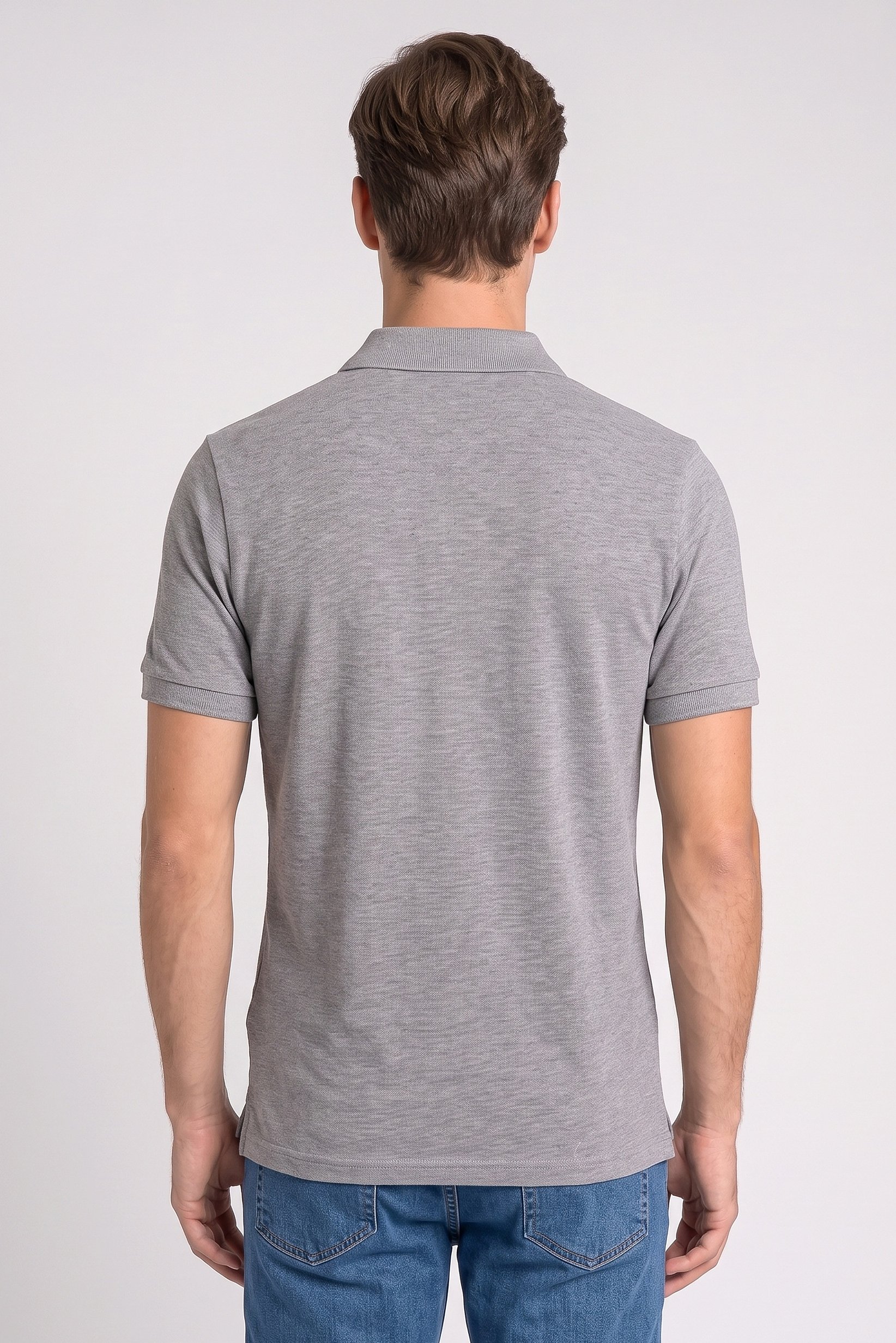 Men Regular Fit Short Sleeve Heather Polo Shirt, Grey
