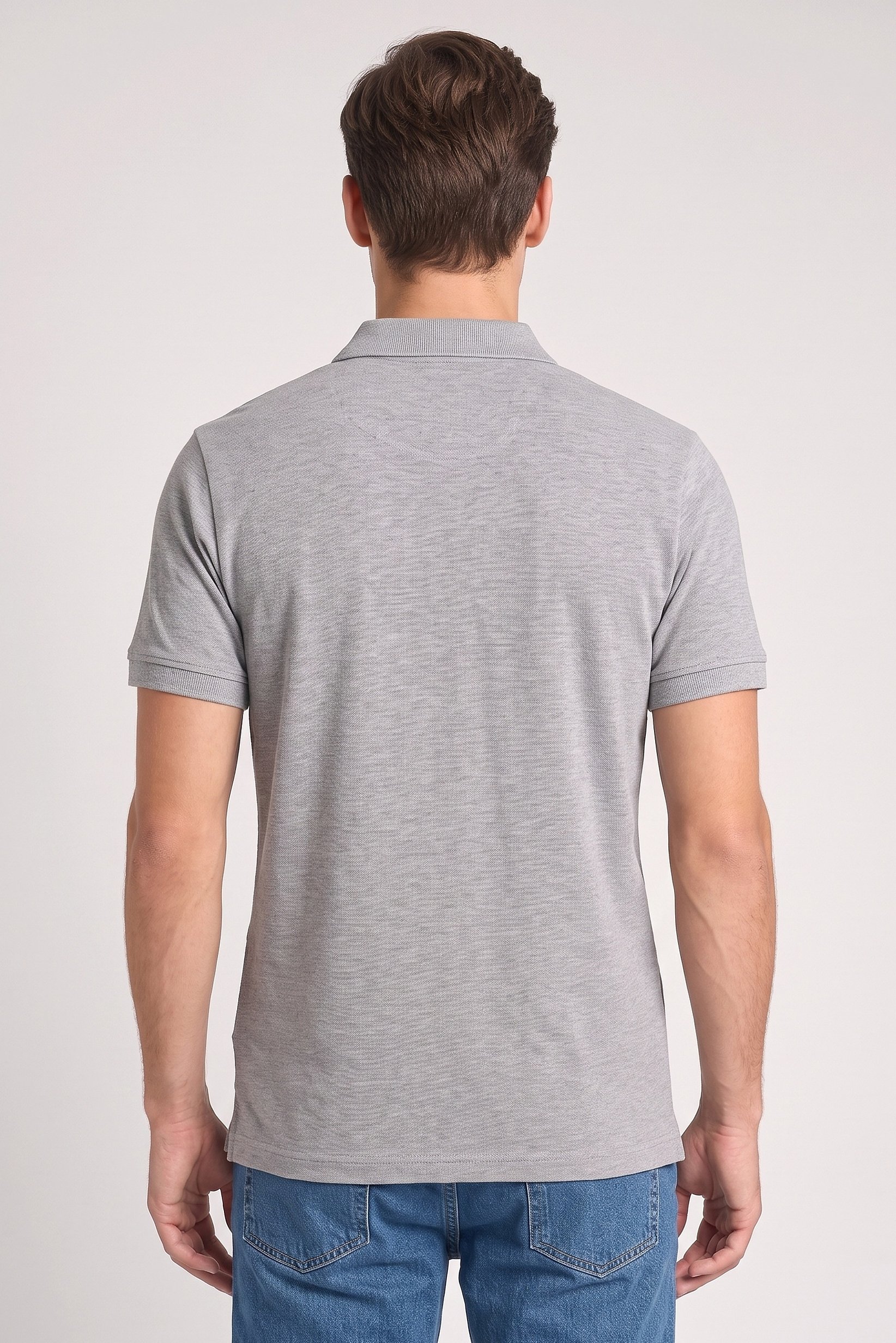 Men Regular Fit Plain Short Sleeve Polo Shirts, Grey