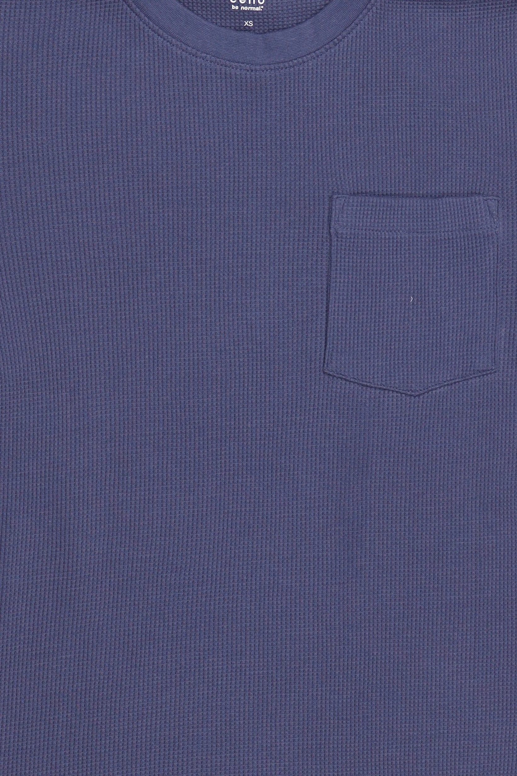Men Crew Neck Short Sleeve Textured T- Shirt, Navy