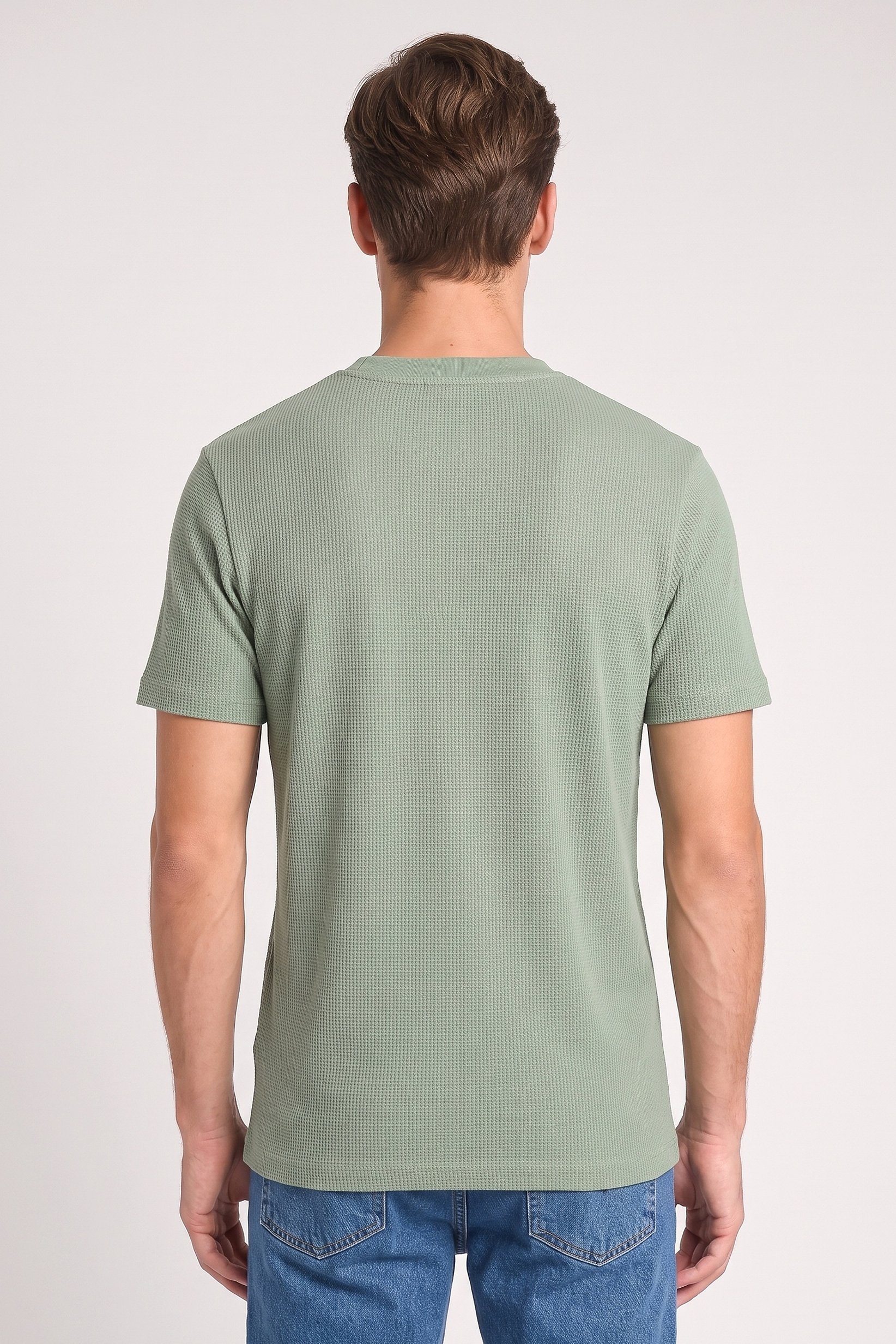 Men Crew Neck Short Sleeve Textured T-Shirt, Sage Green
