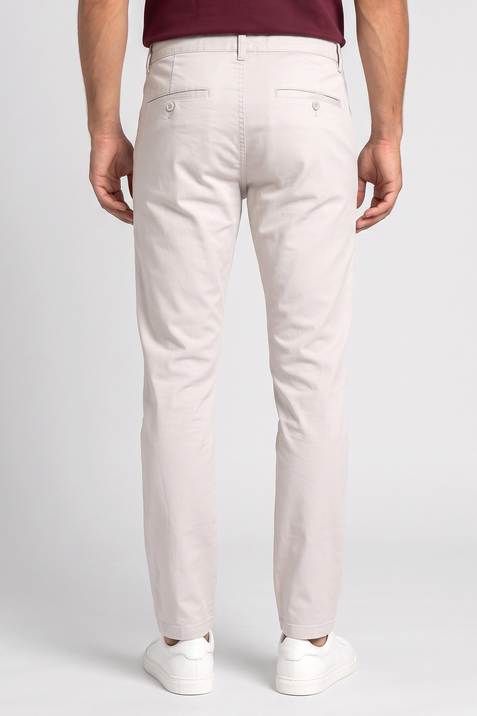 Men Slim Fit Solid Chino Pants, Light Grey