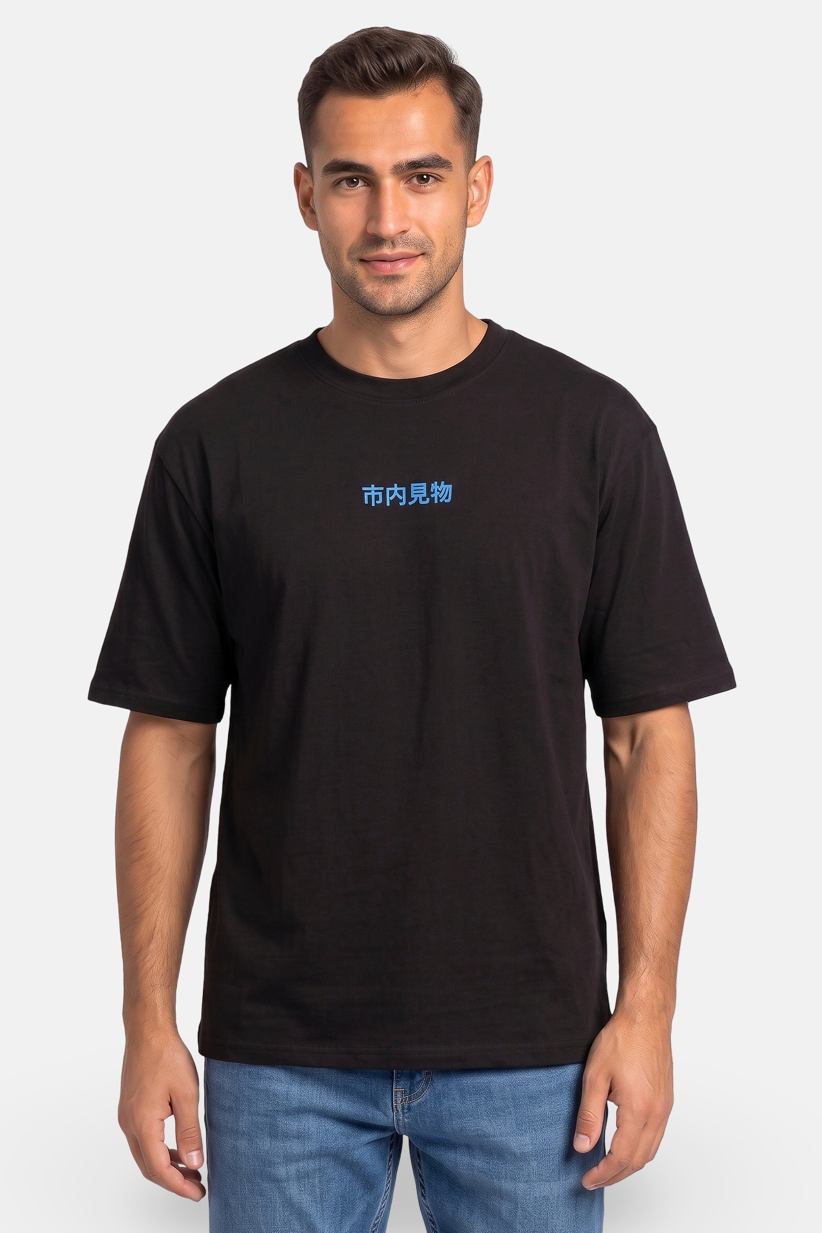 Men Crew Neck Short Sleeve Graphic Print T-Shirt, Black