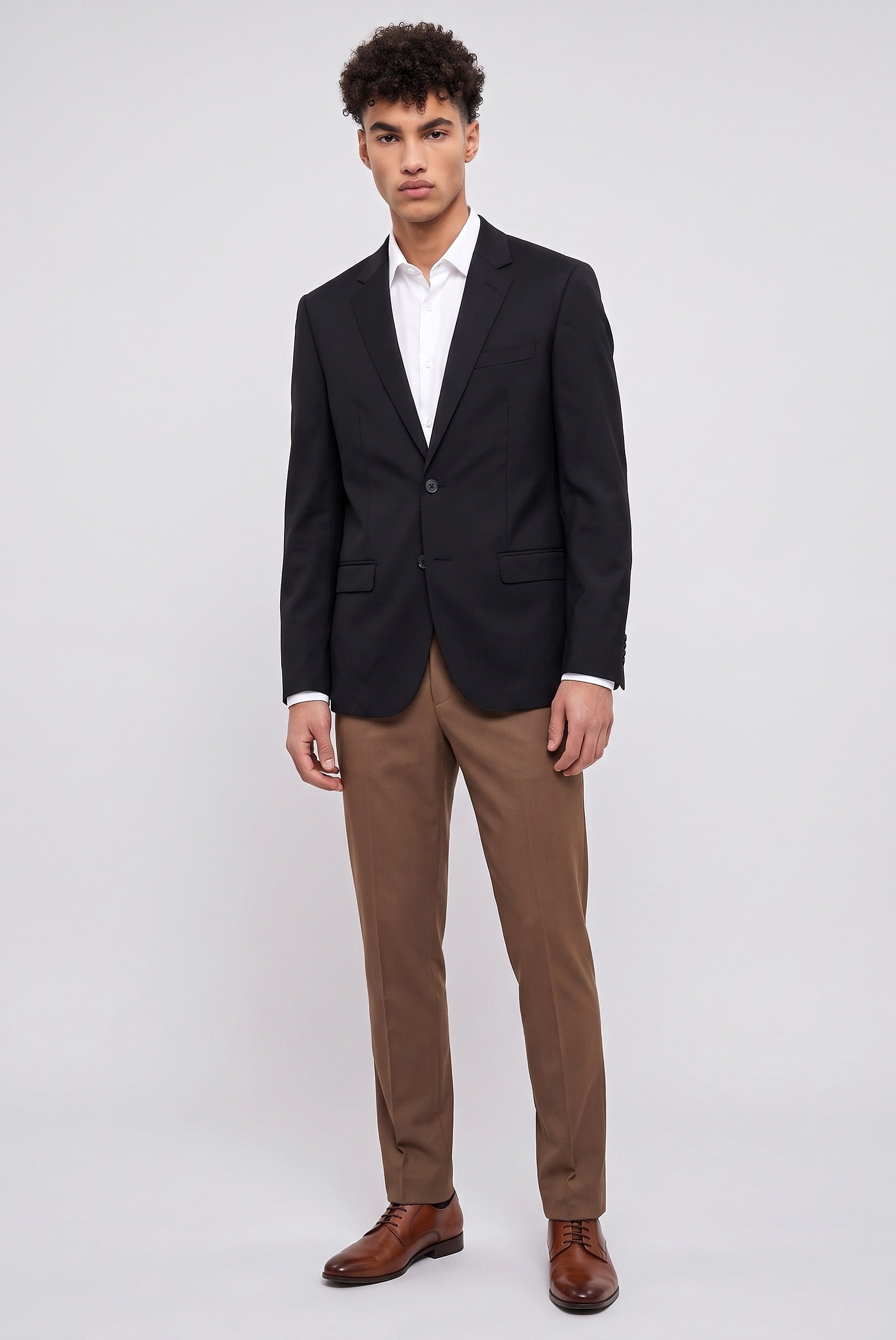 Men Slim Fit Long Sleeve Plain Casual Blazer Jacket, Black