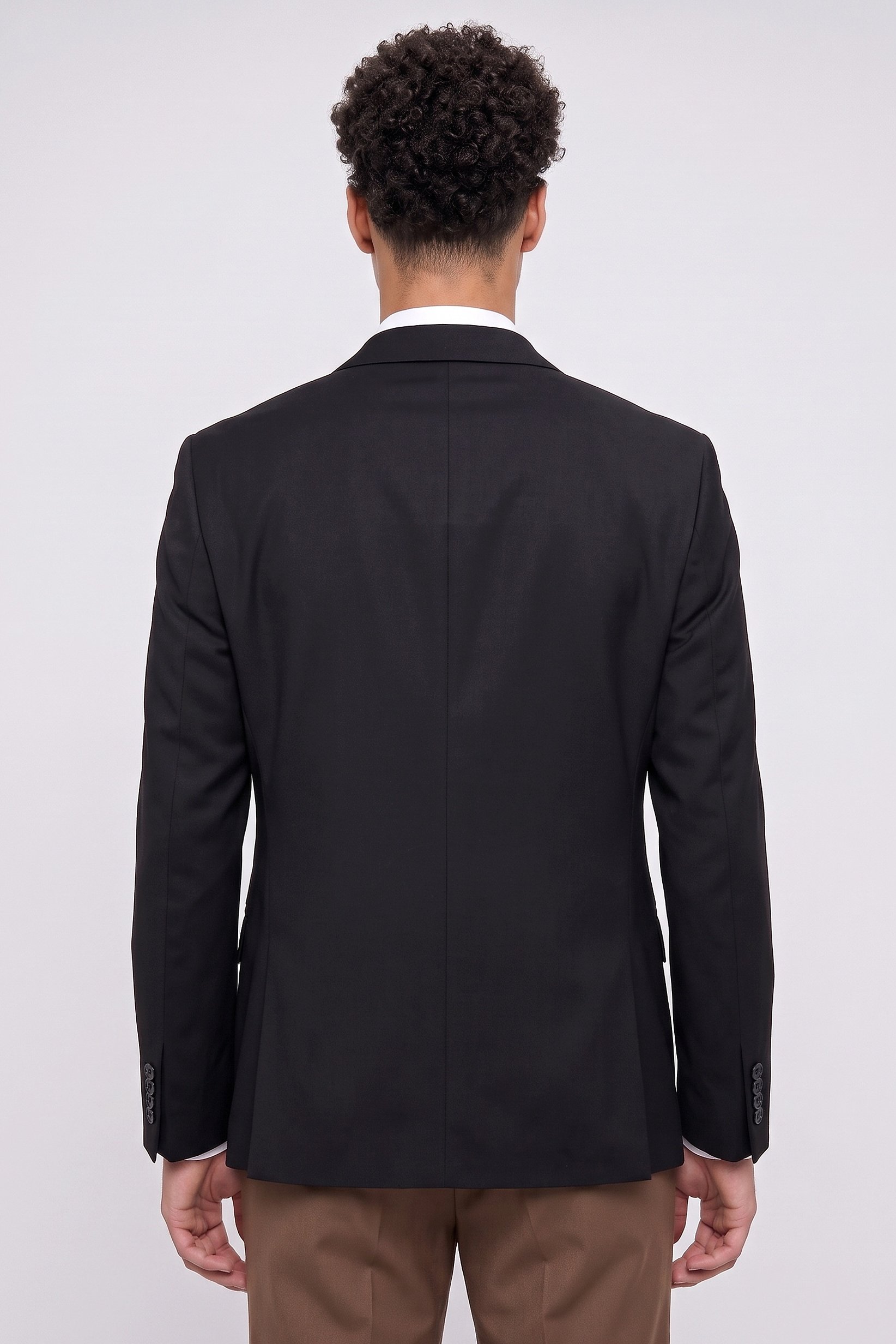 Men Slim Fit Long Sleeve Plain Casual Blazer Jacket, Black