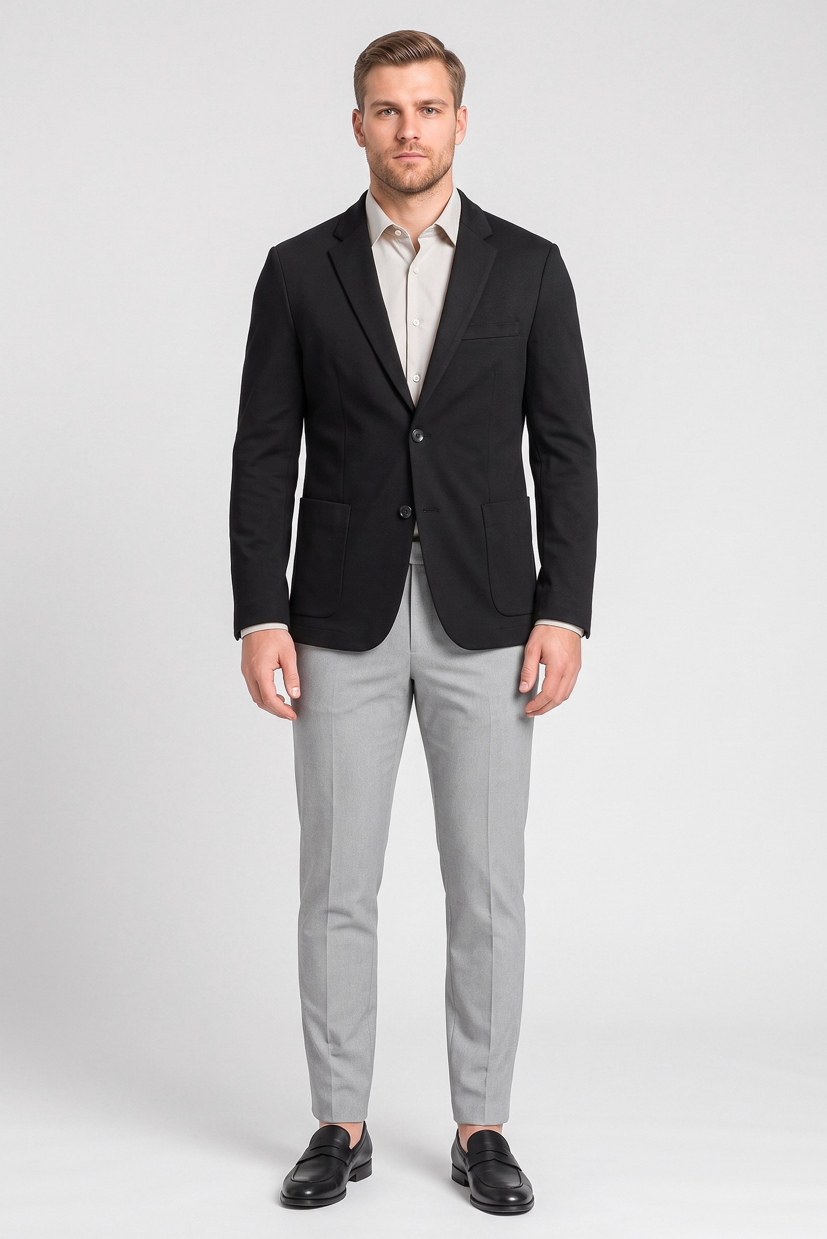 Men Regular Fit Solid Casual Blazer, Black
