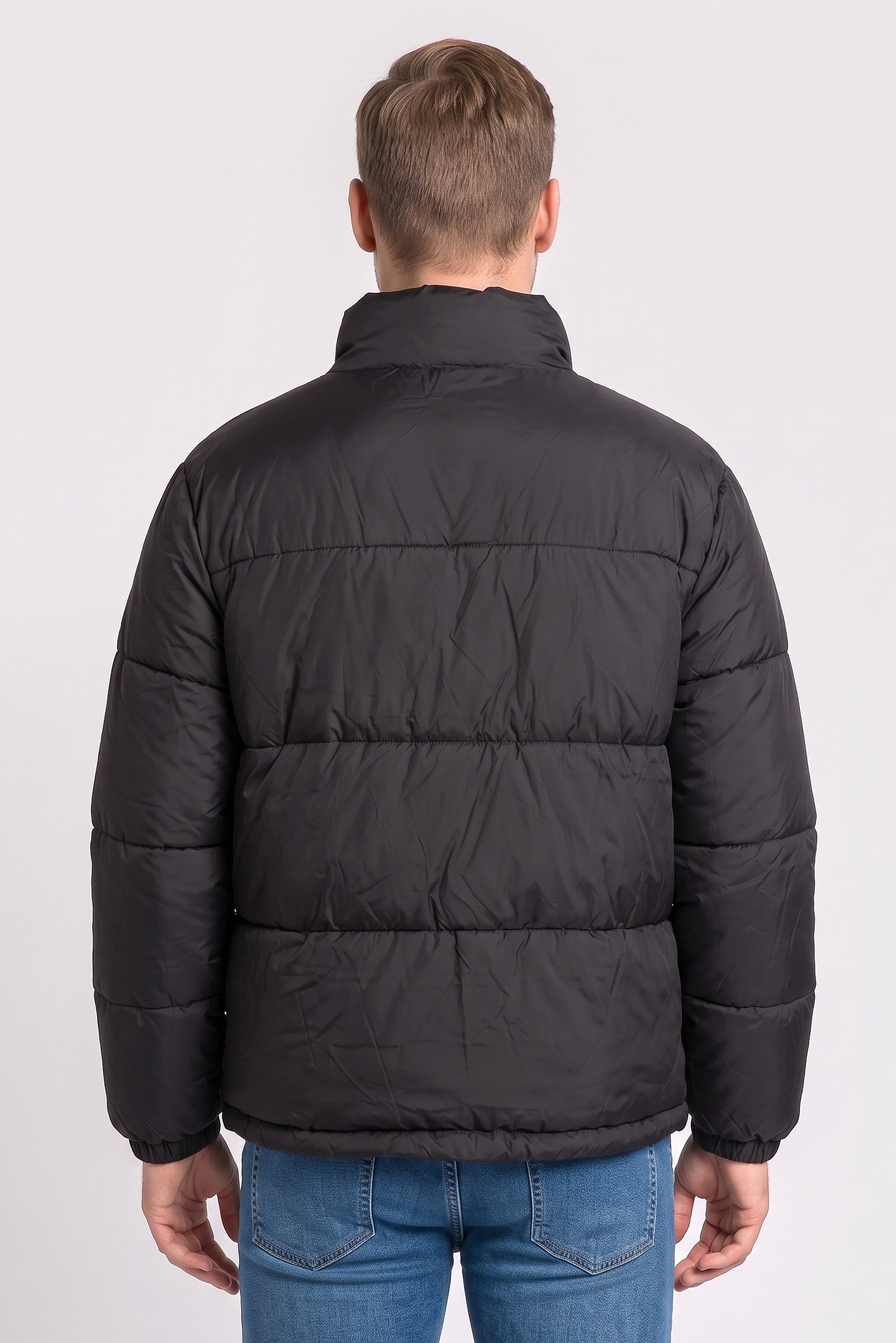 Men Quilted Puffer Jacket, Black