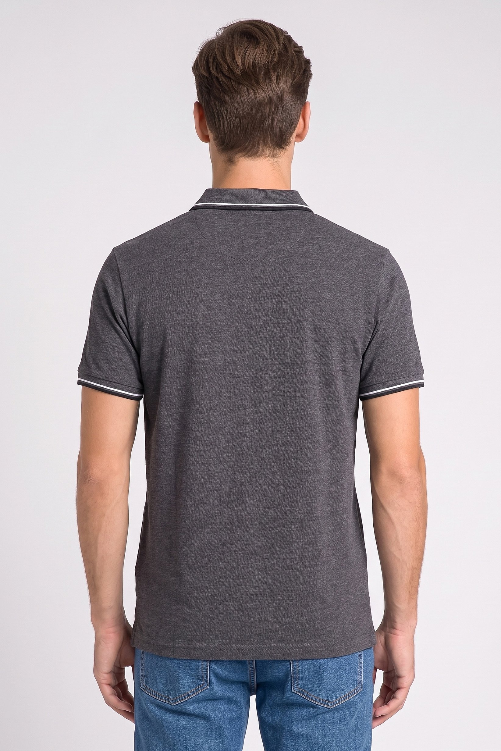 Men Regular Fit Short Sleeve Heather Polo Shirt, Dark Grey