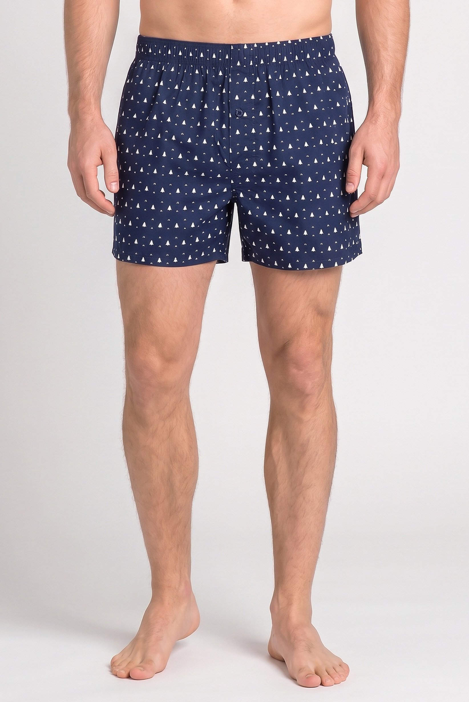 Men Graphic Print Boxer, Navy Blue