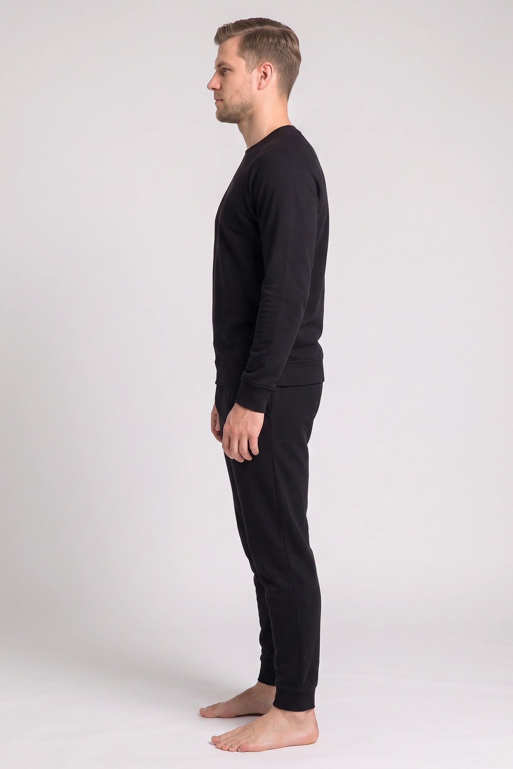 Men 2 Pieces Textured Shirt And Pants Pajama Set, Black