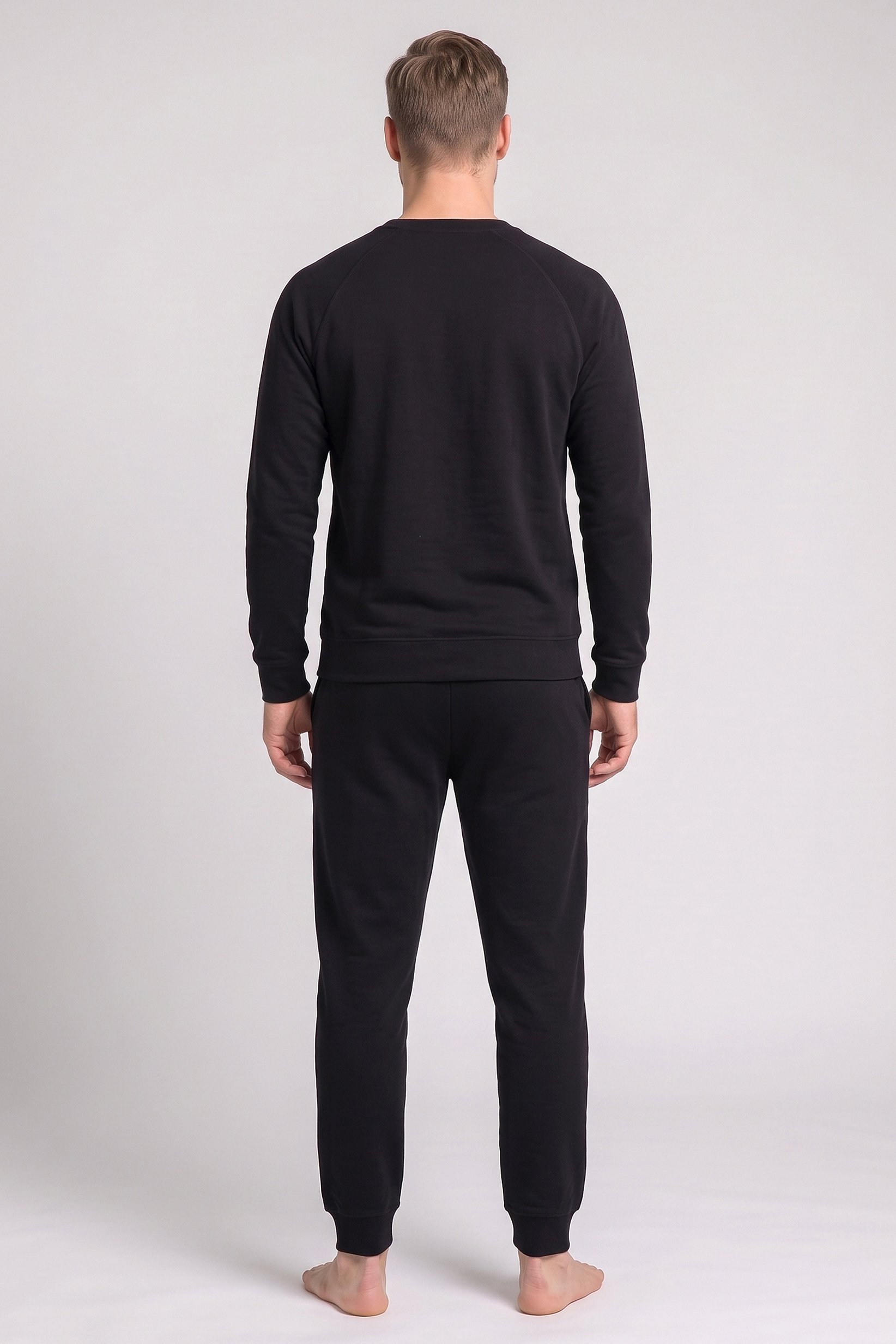 Men 2 Pieces Textured Shirt And Pants Pajama Set, Black