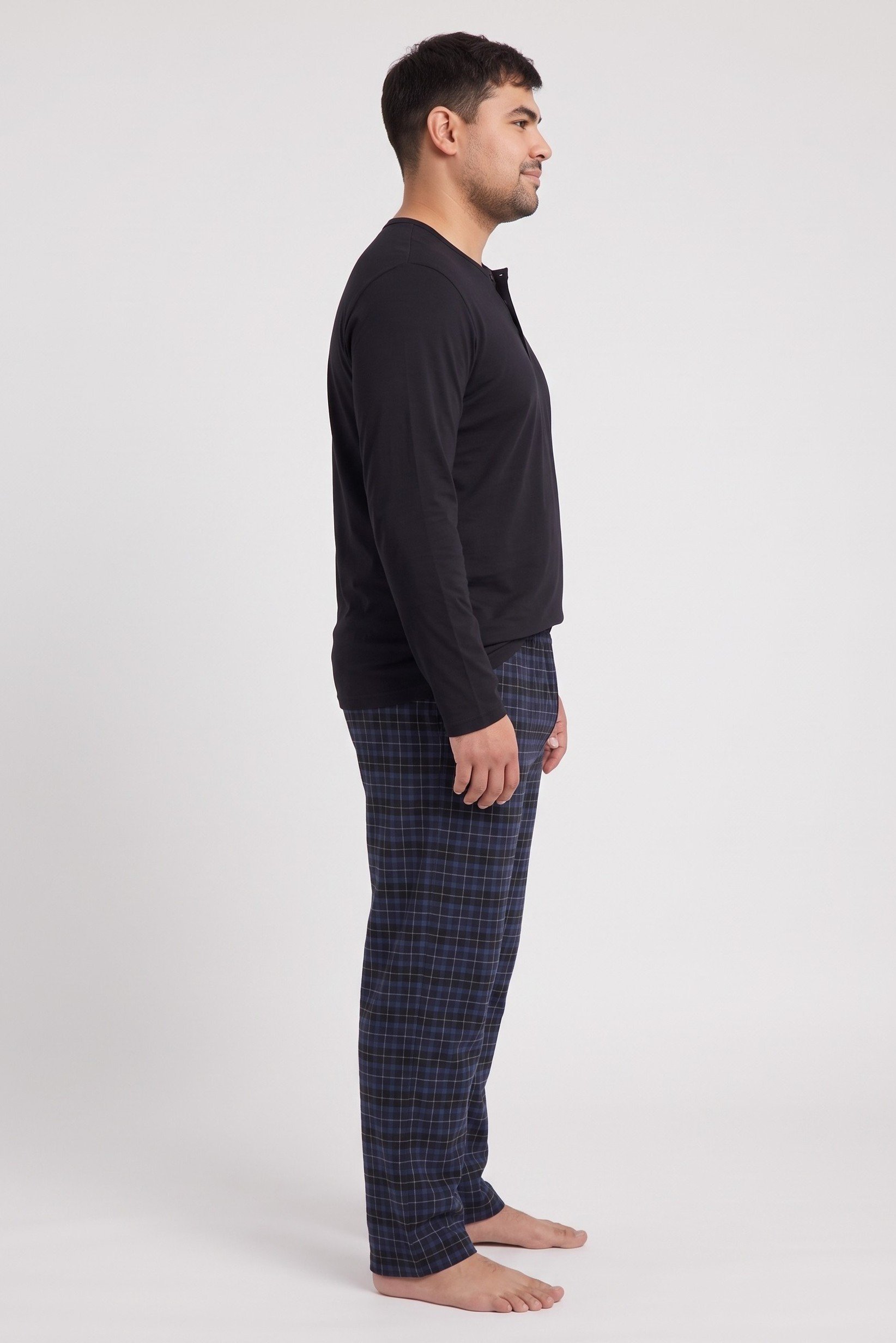 Men 2 Pieces Checkered Long Sleeve T-Shirt And Pants Pajama Set, Multicolor