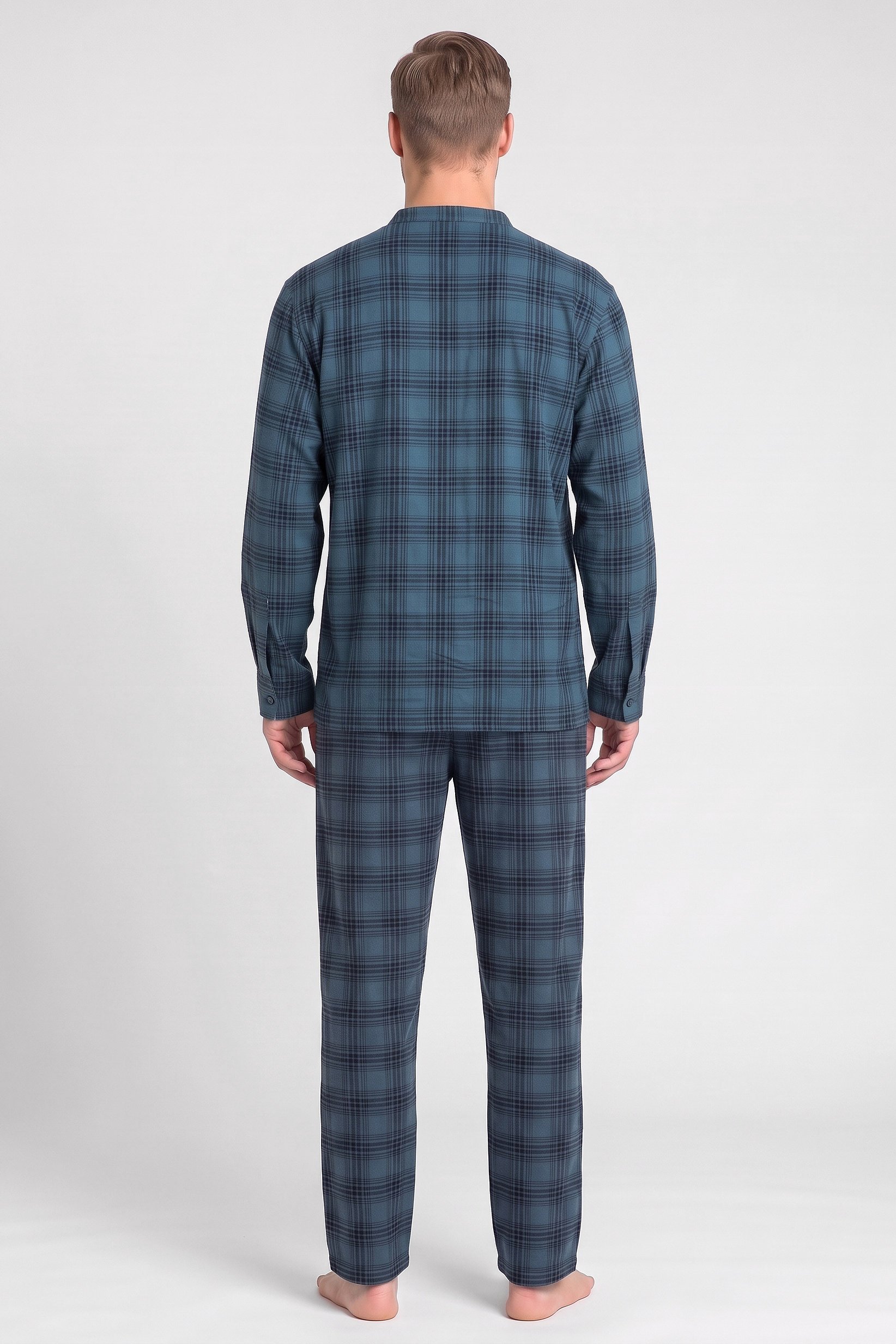 Men 2 Pieces Plaid Shirt And Pants Pajama Set, Multicolor