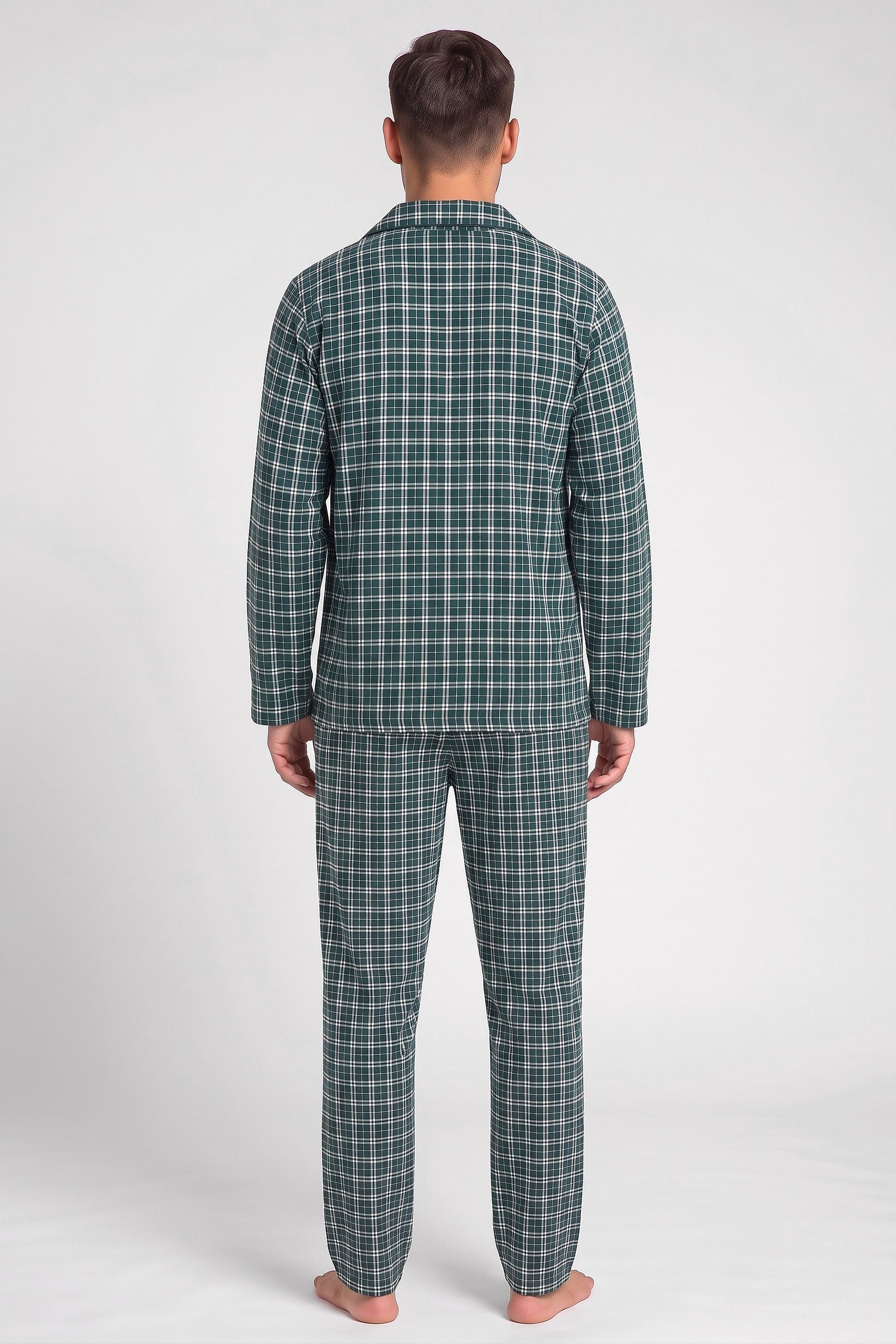 Men 2 Pieces Plaid Print Shirt And Pants Pajama Set, Multicolor