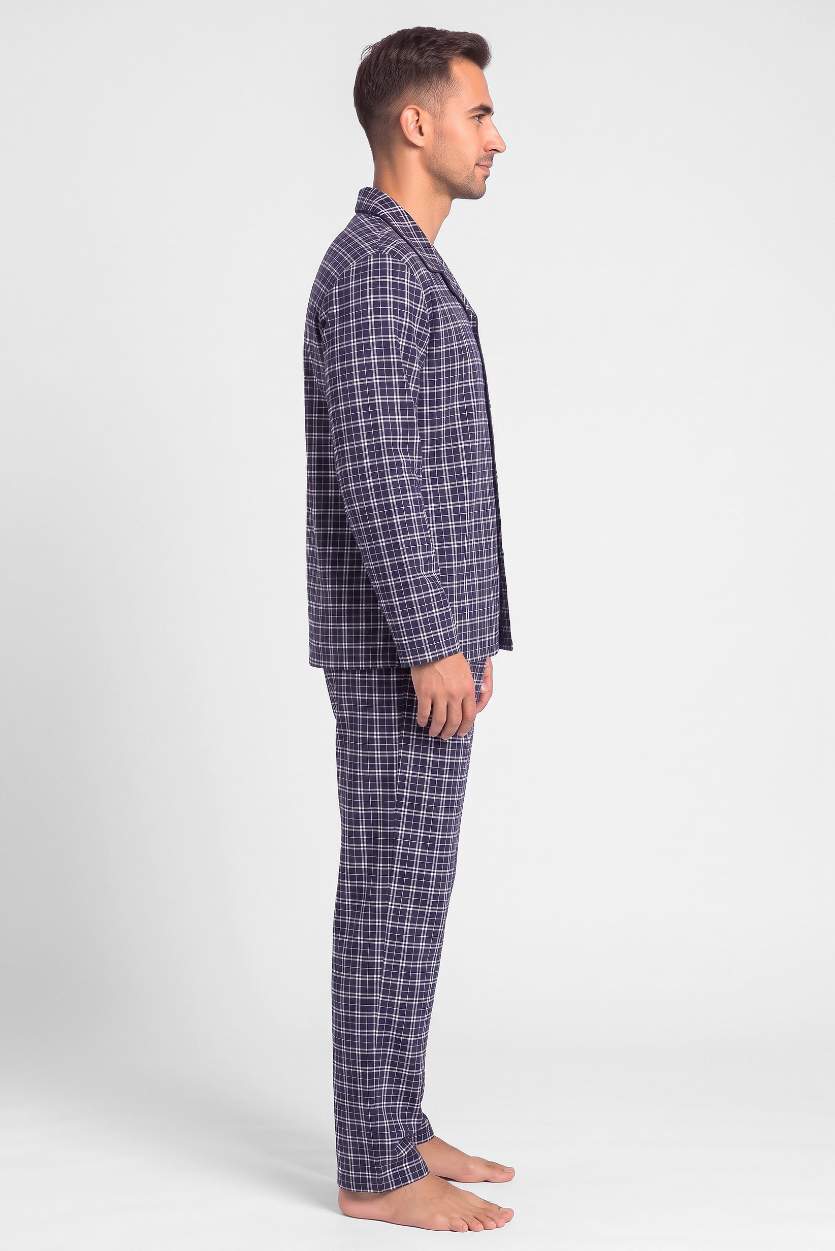 Men 2 Pieces Plaid Long Sleeve Shirt And Pants Pajama Set, Multicolor