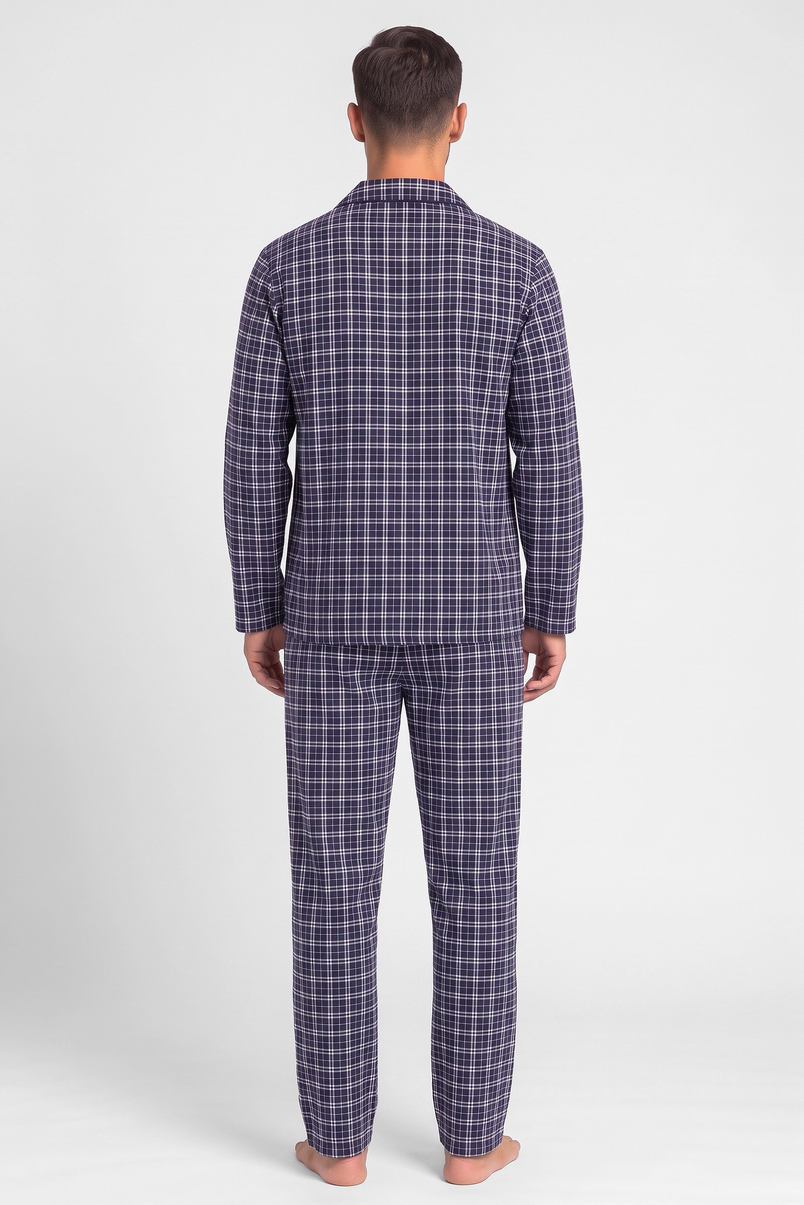 Men 2 Pieces Plaid Long Sleeve Shirt And Pants Pajama Set, Multicolor
