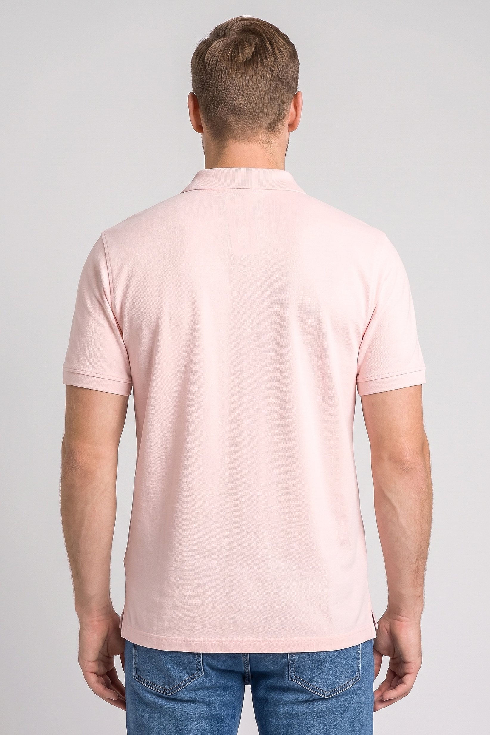 Men Regular Fit Plain Short Sleeve Polo Shirts, Light Pink