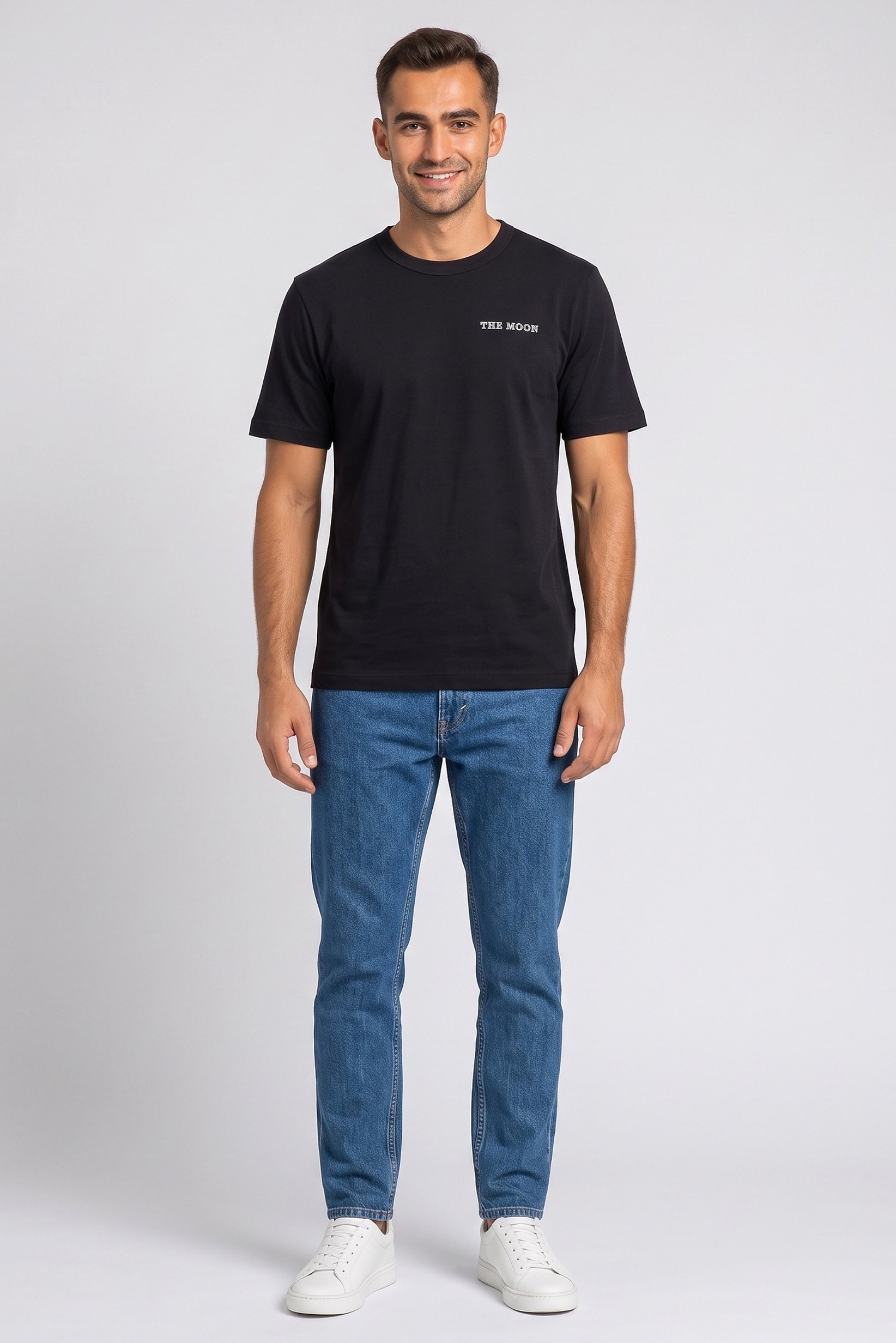 Men Crew Neck Short Sleeve Graphic Print T-Shirt, Black