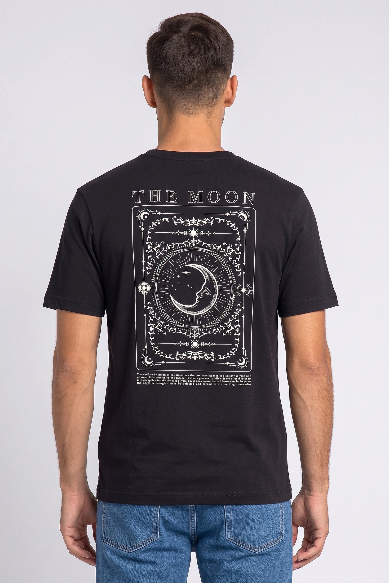 Men Crew Neck Short Sleeve Graphic Print T-Shirt, Black