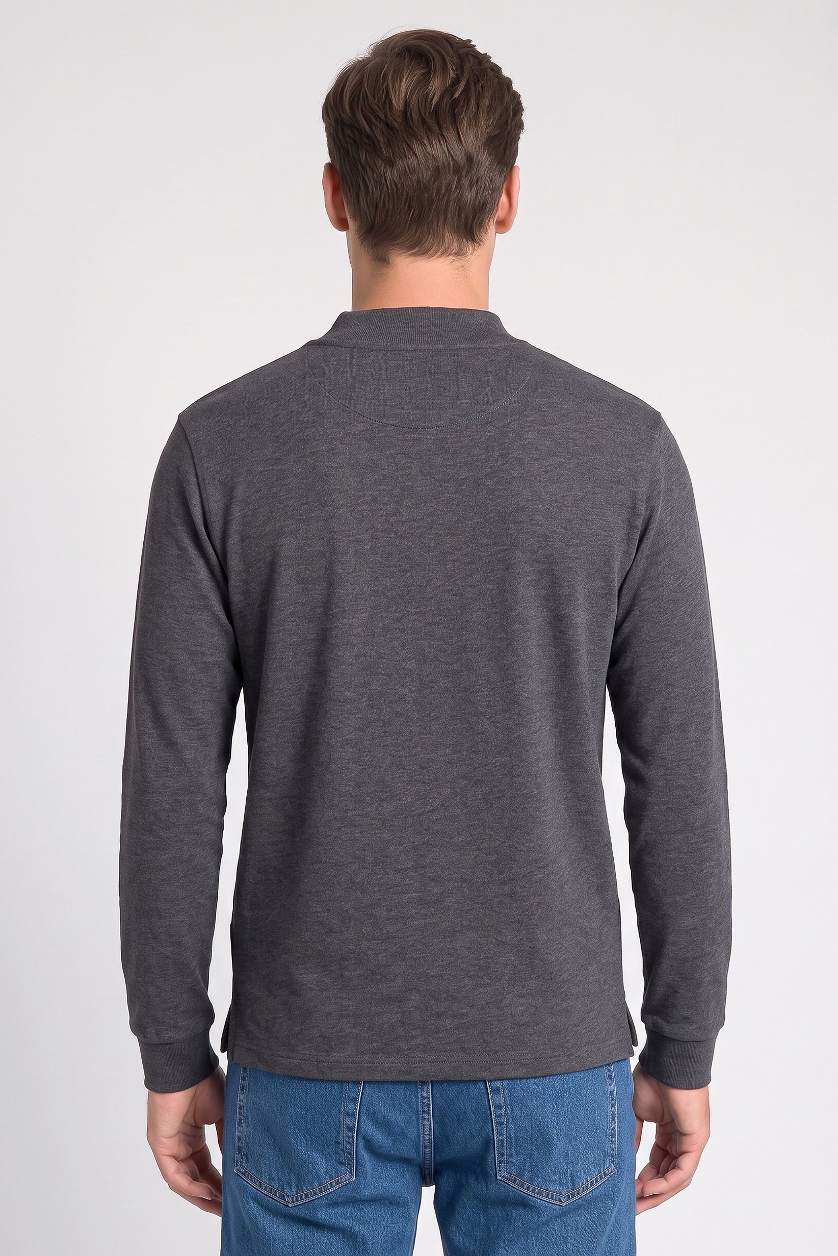 Men Regular Fit Heather Long Sleeve Sweatshirt, Dark Grey