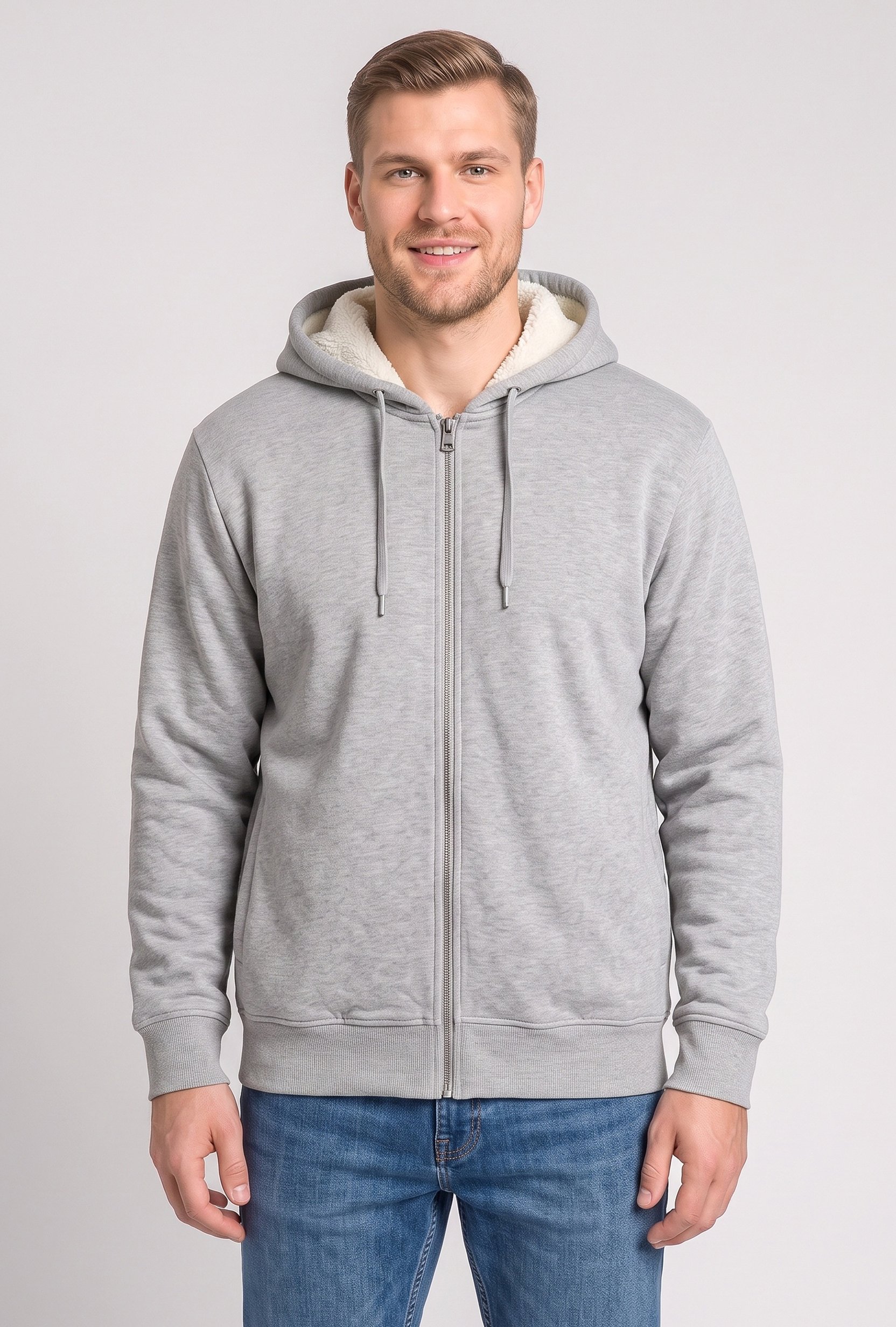 Men Regular Fit Long Sleeve Heather Hoodie, Grey