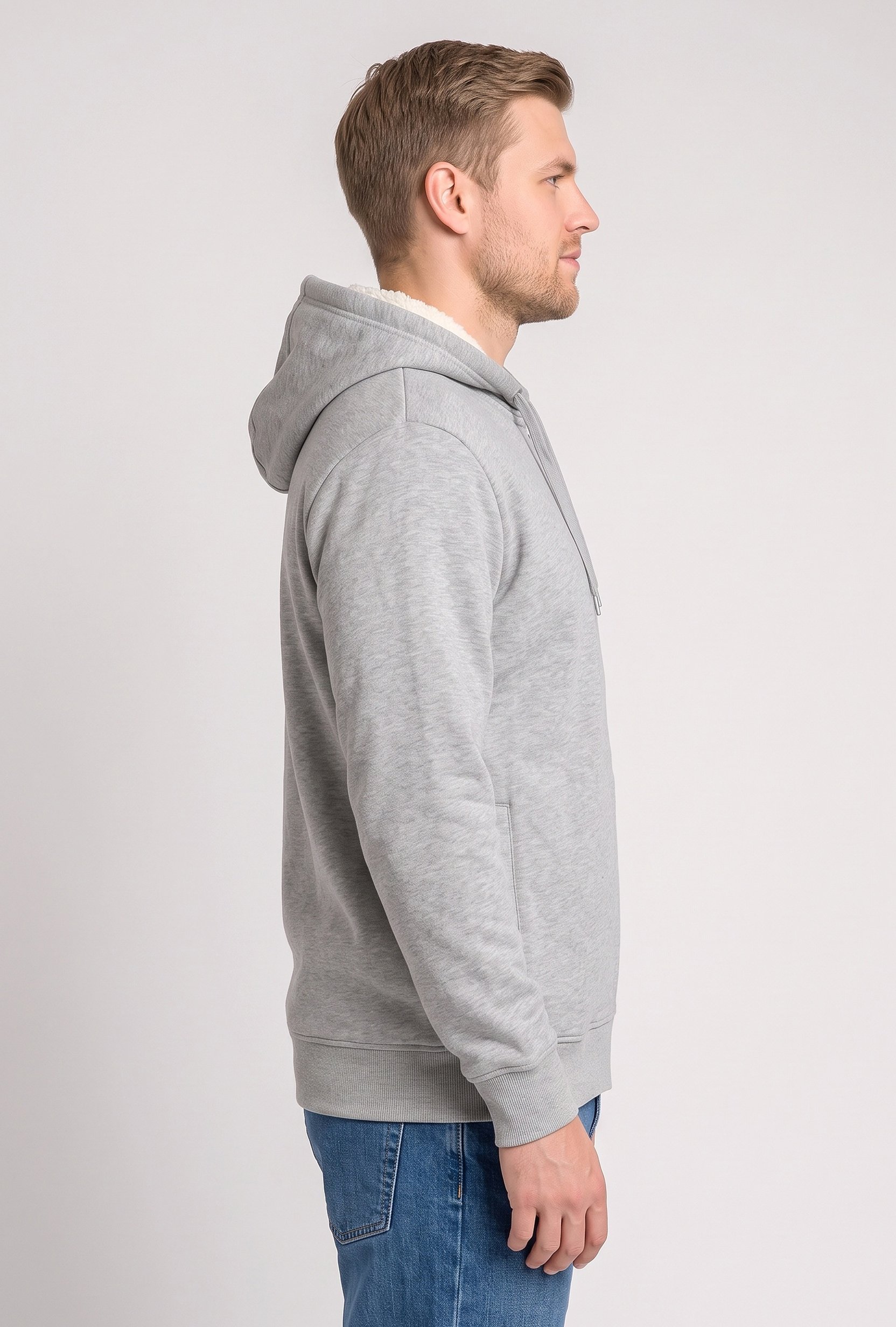 Men Regular Fit Long Sleeve Heather Hoodie, Grey