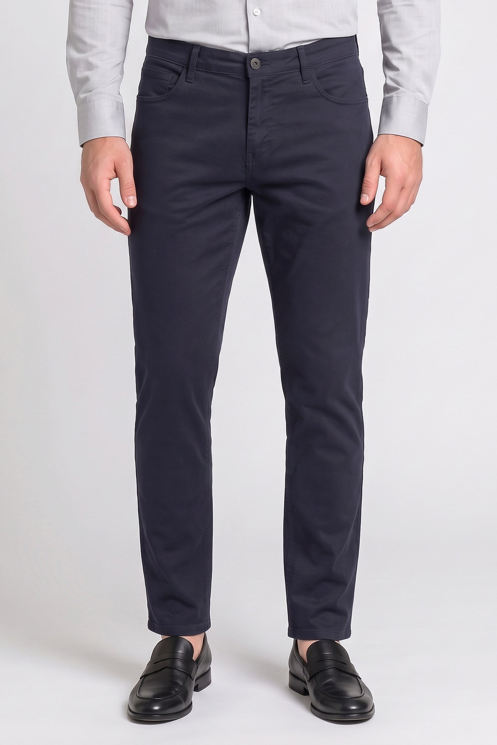 Men Regular Fit Solid Chino Pants, Dark Navy