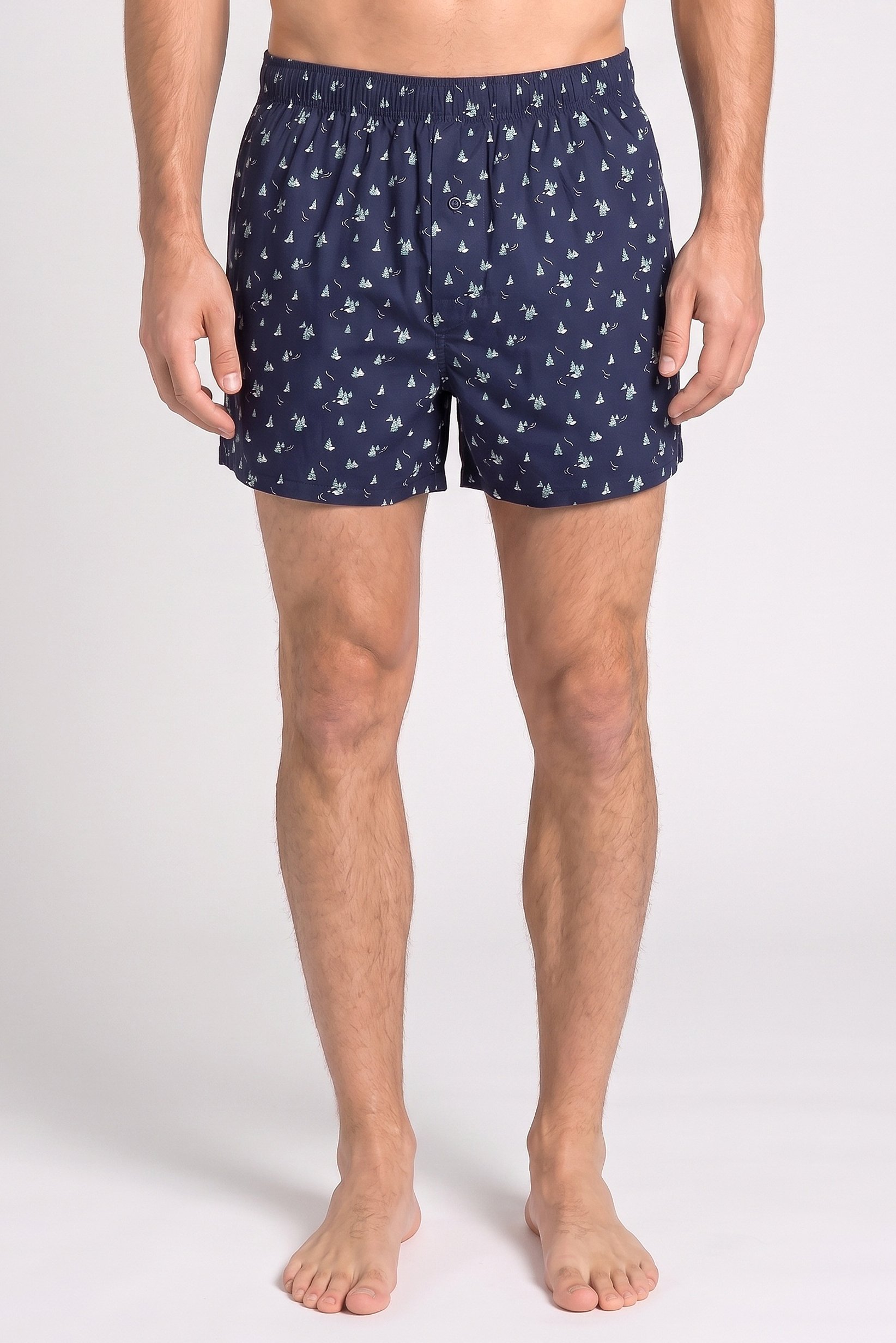 Men Allover Print Pull On Boxer, Navy Blue