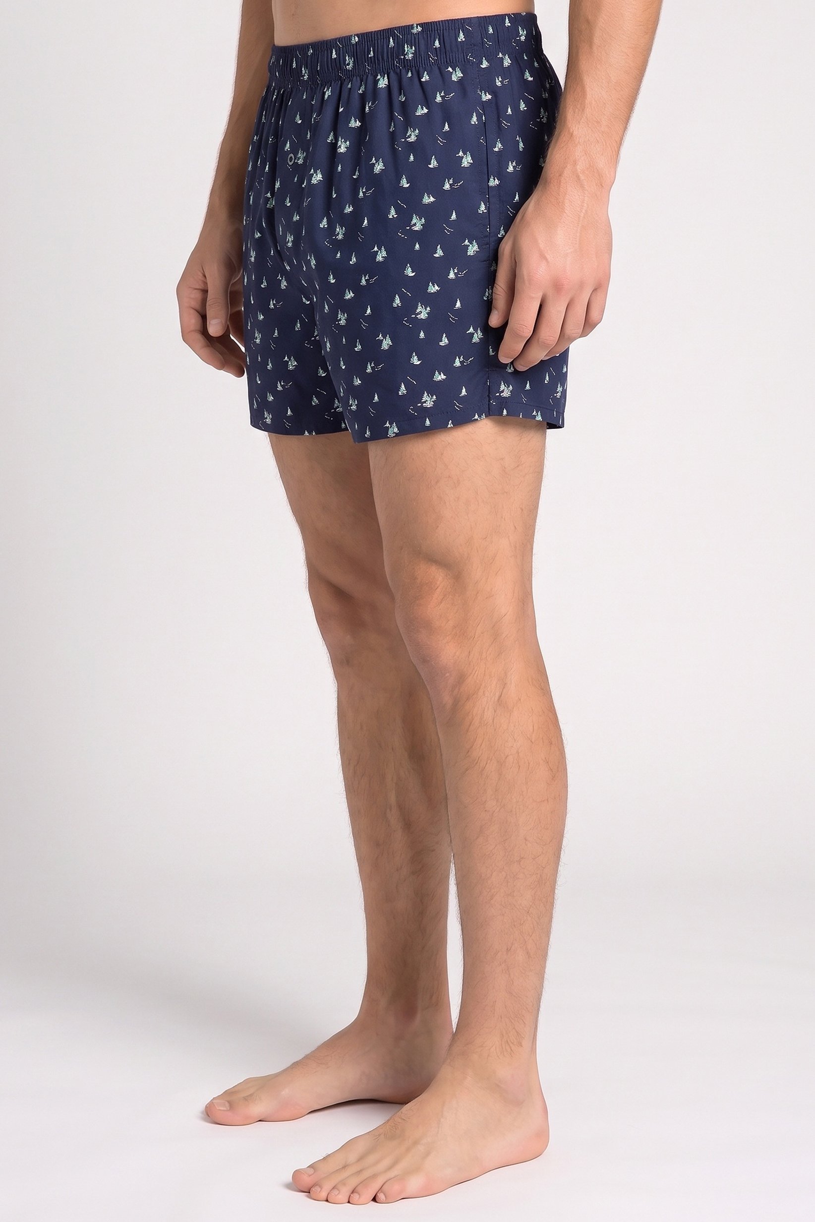 Men Allover Print Pull On Boxer, Navy Blue