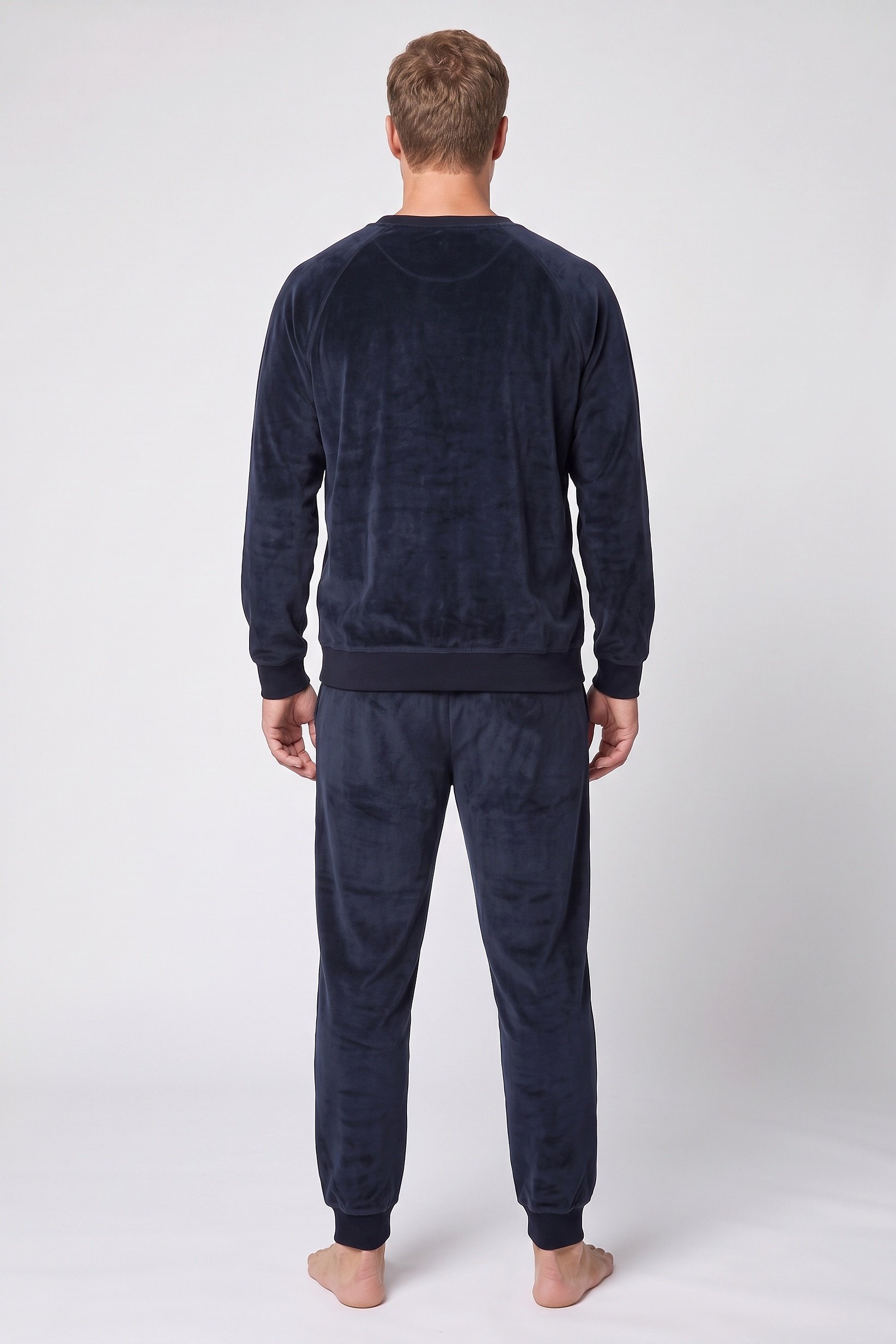 Men 2 Pcs Long Sleeve Sweatshirt And Pyjama Pants, Navy