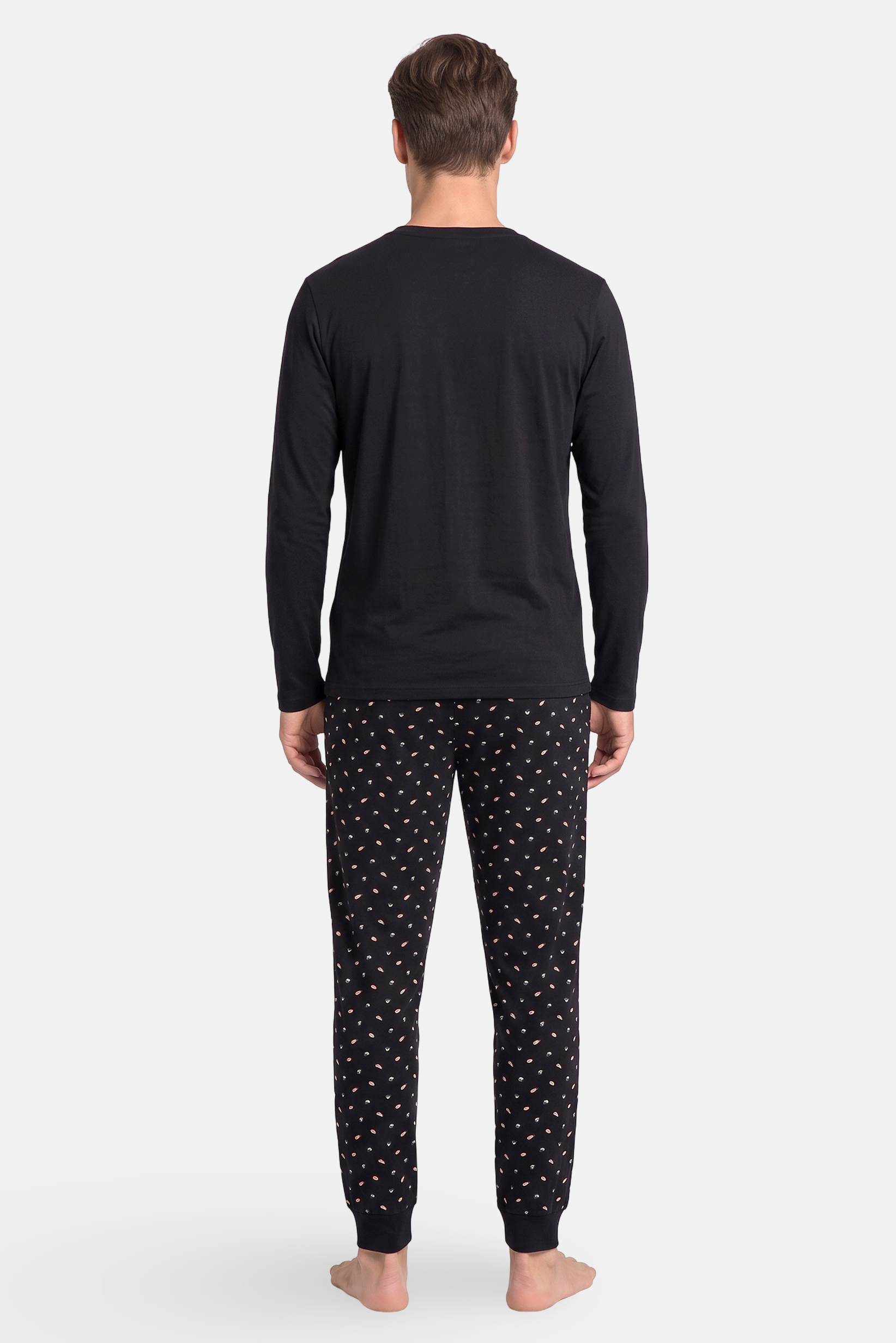 Men 2 Pcs Long Sleeve T-Shirt And Pyjama Pants Set, Multicolor
