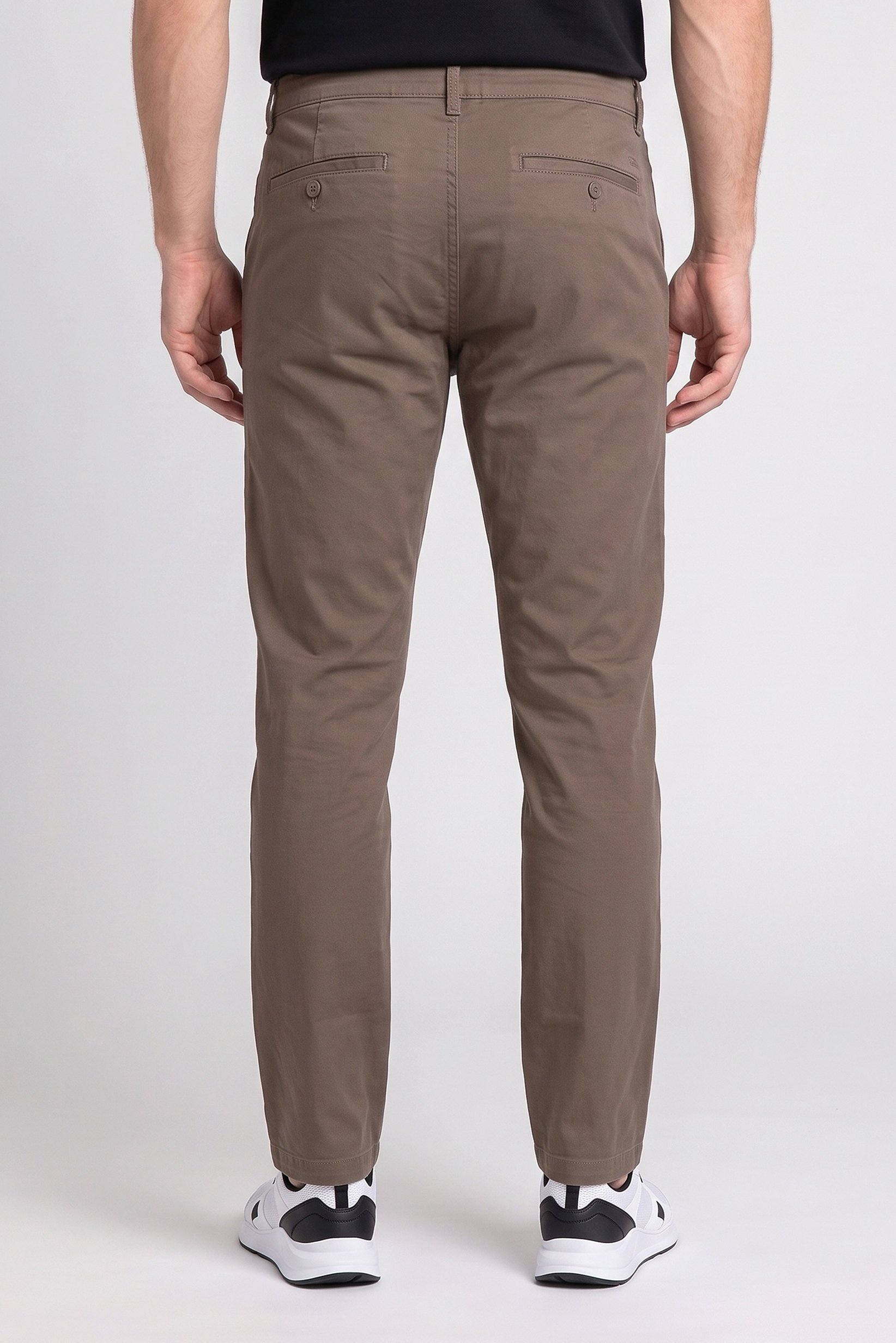 Men Slim Fit Solid Chino Pants, Dark Taupe