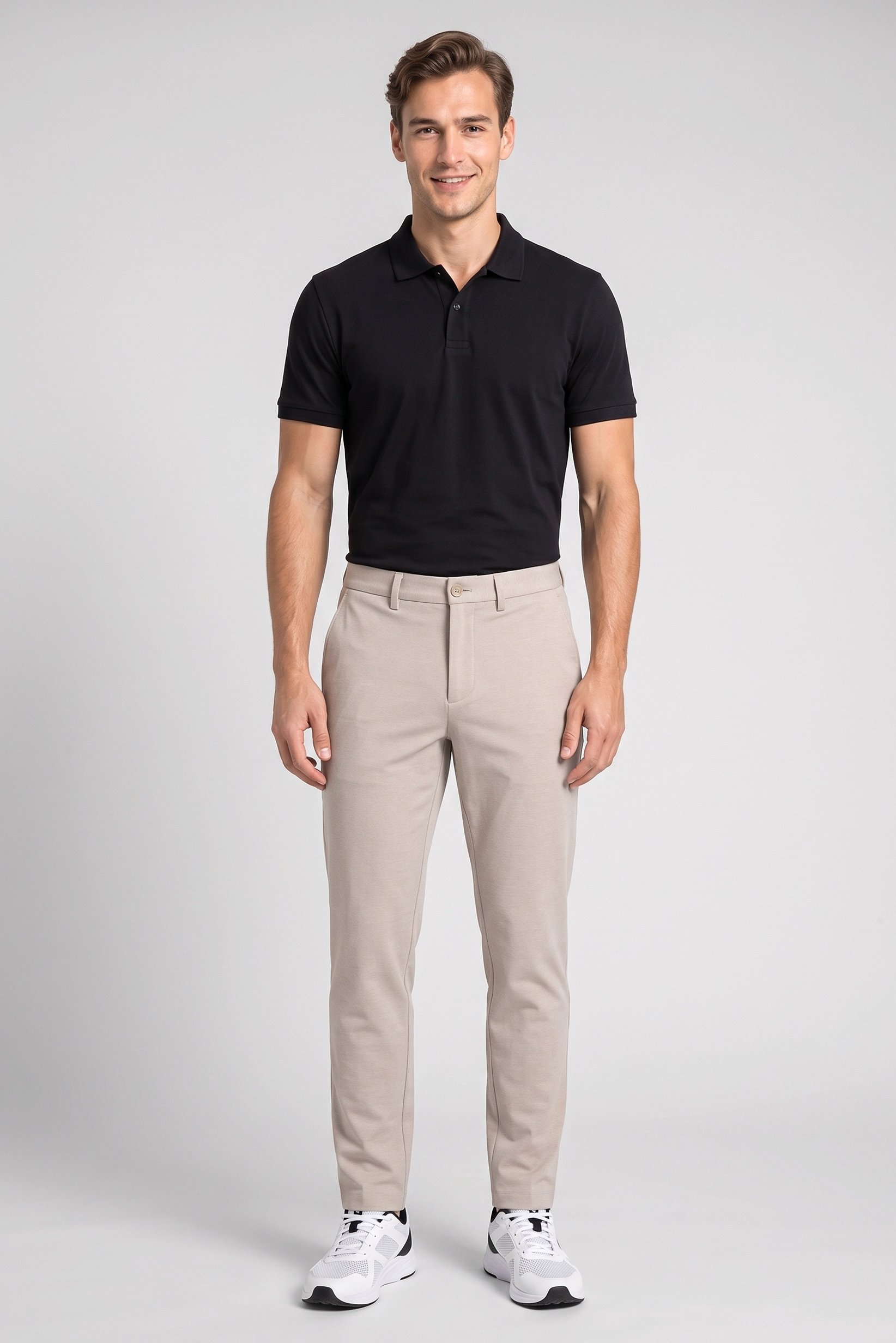 Men Skinny Fit Plain Chino Pants, Beige