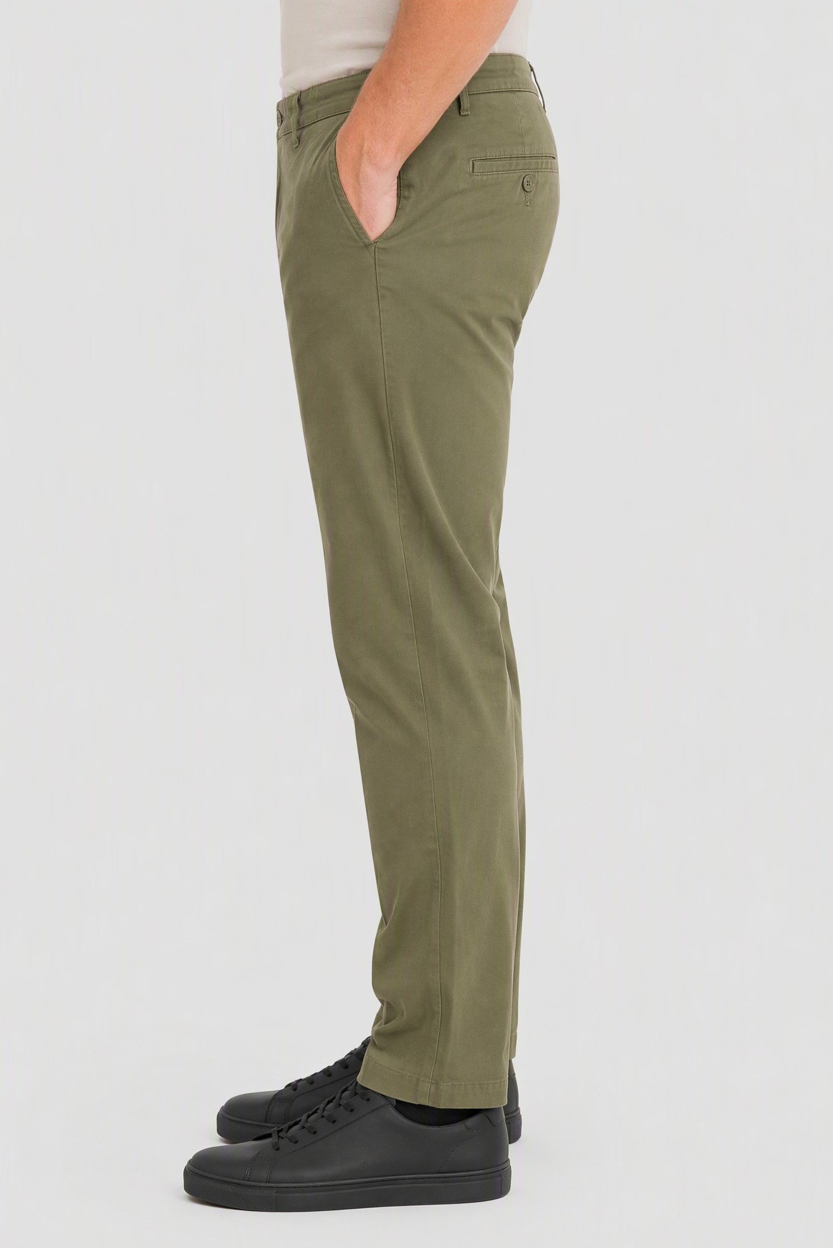 Men Slim Fit Solid Chino Pants, Olive