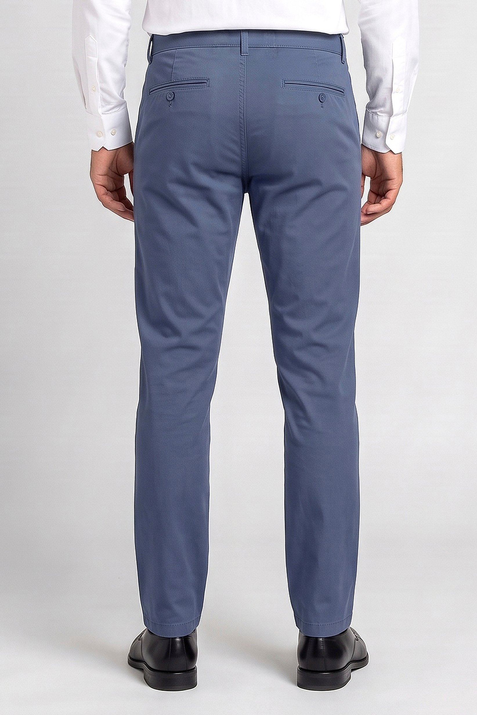 Men Slim Fit Solid Chino Pants, Dusty Blue