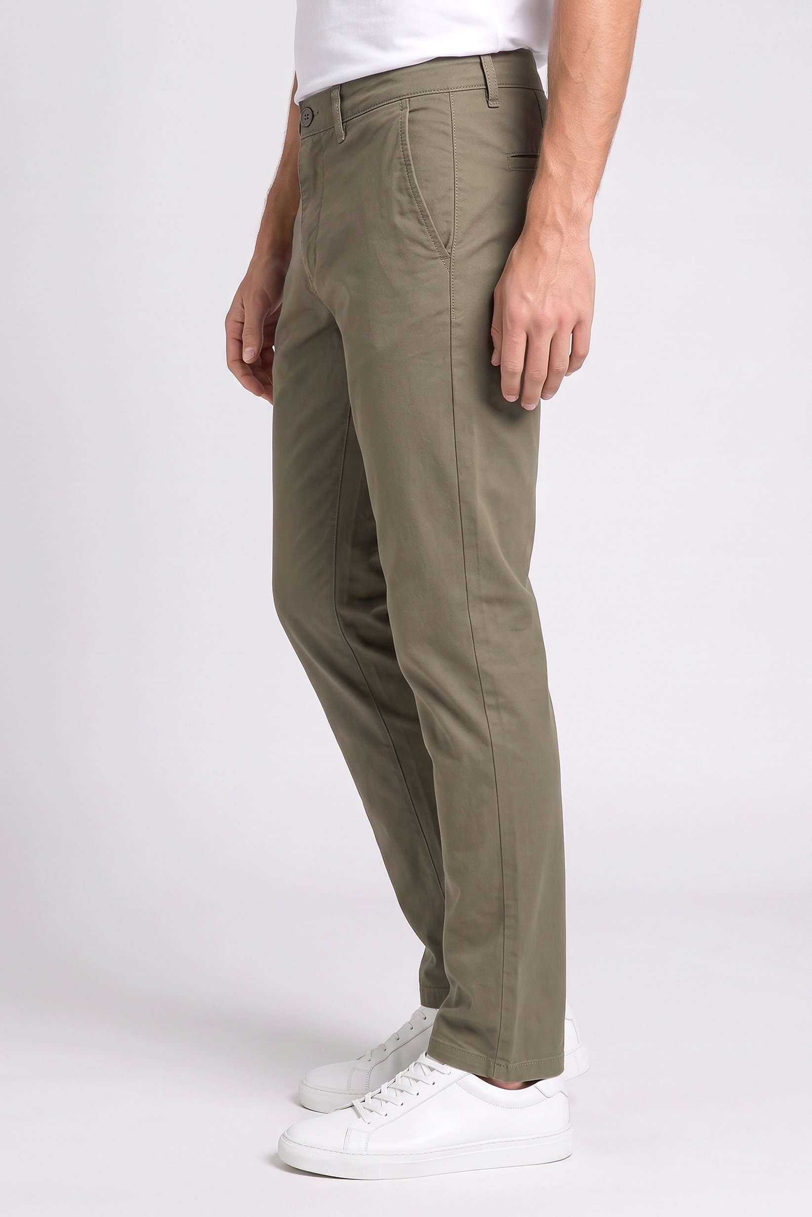 Men Straight Fit Solid Chino Pants, Olive