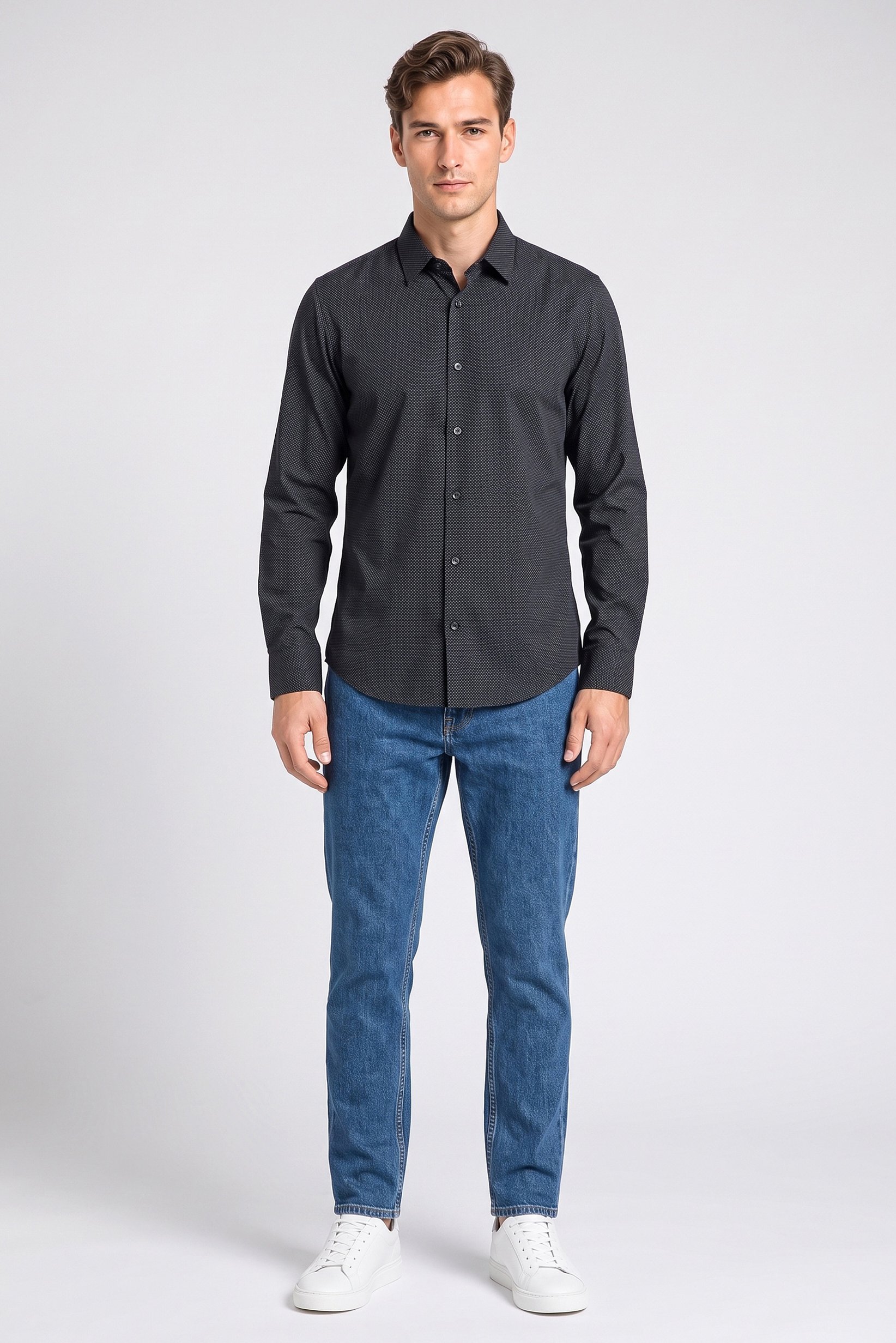 Men Regular Fit Micro Dots Long Sleeve Casual Shirt, Multicolor
