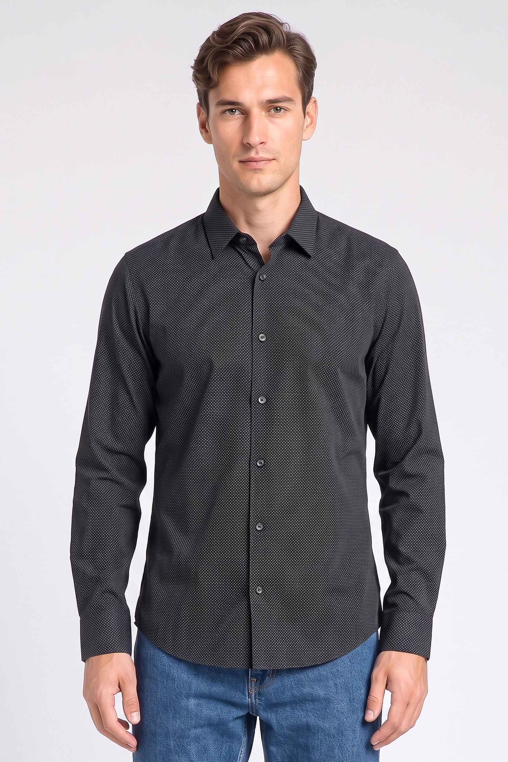 Men Regular Fit Micro Dots Long Sleeve Casual Shirt, Multicolor