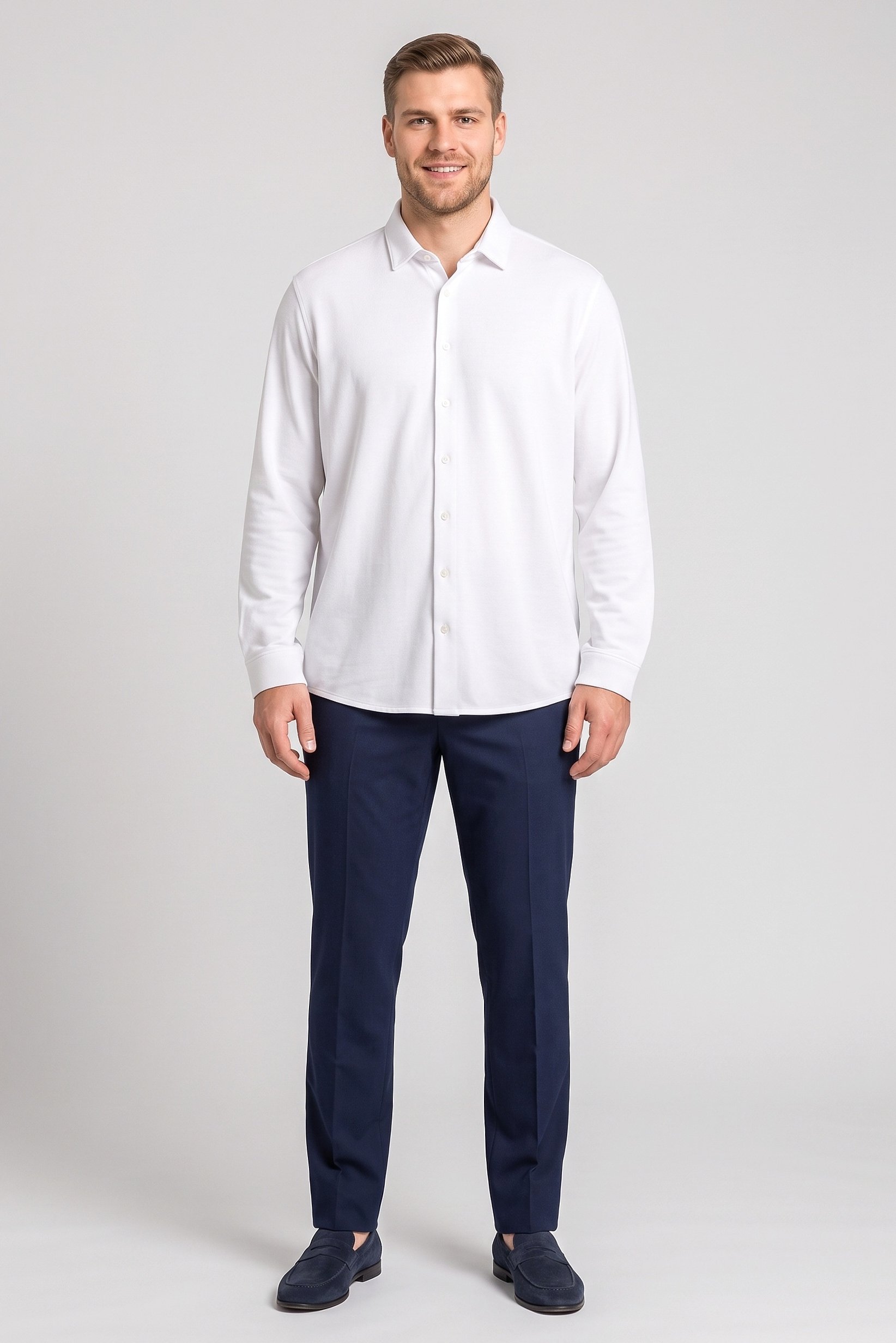 Men Regular Fit Textured Long Sleeve Casual Shirt, White