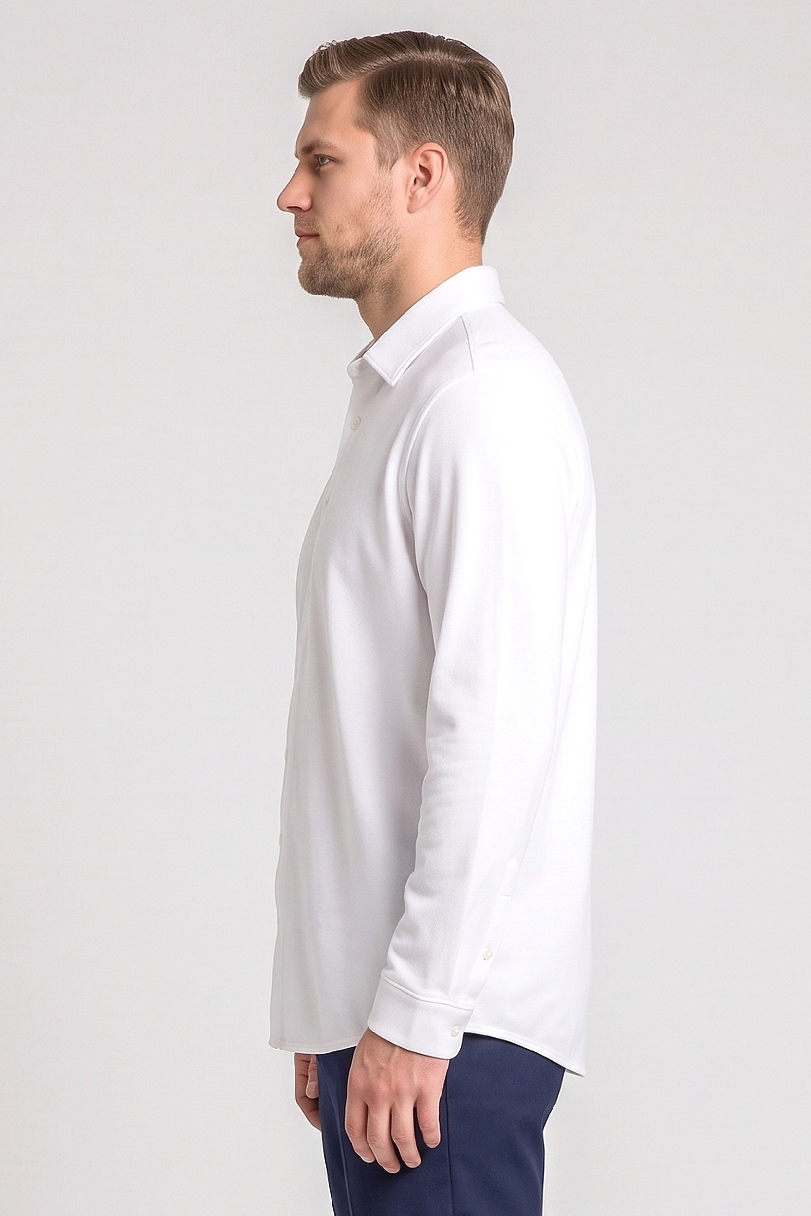 Men Regular Fit Textured Long Sleeve Casual Shirt, White