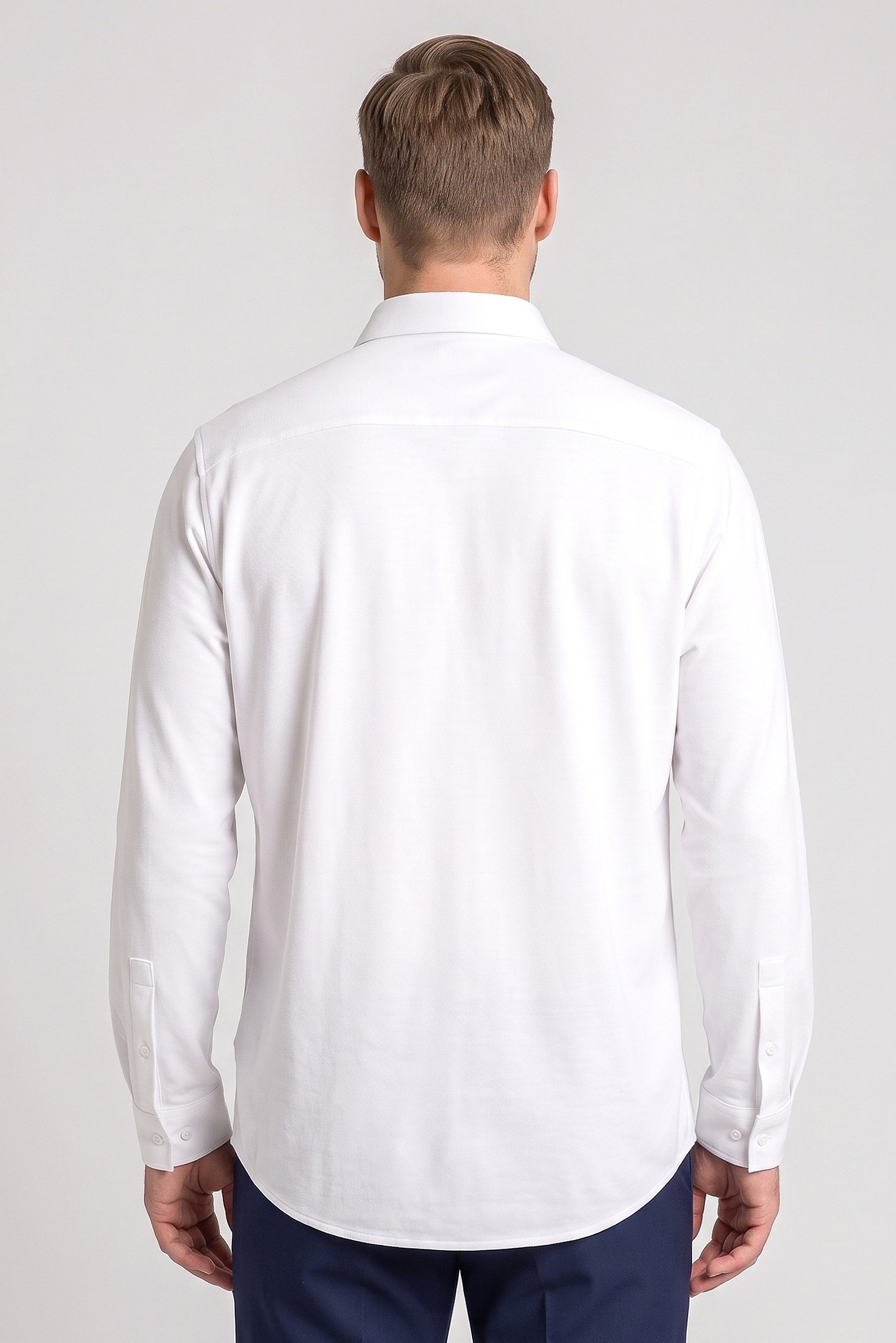 Men Regular Fit Textured Long Sleeve Casual Shirt, White