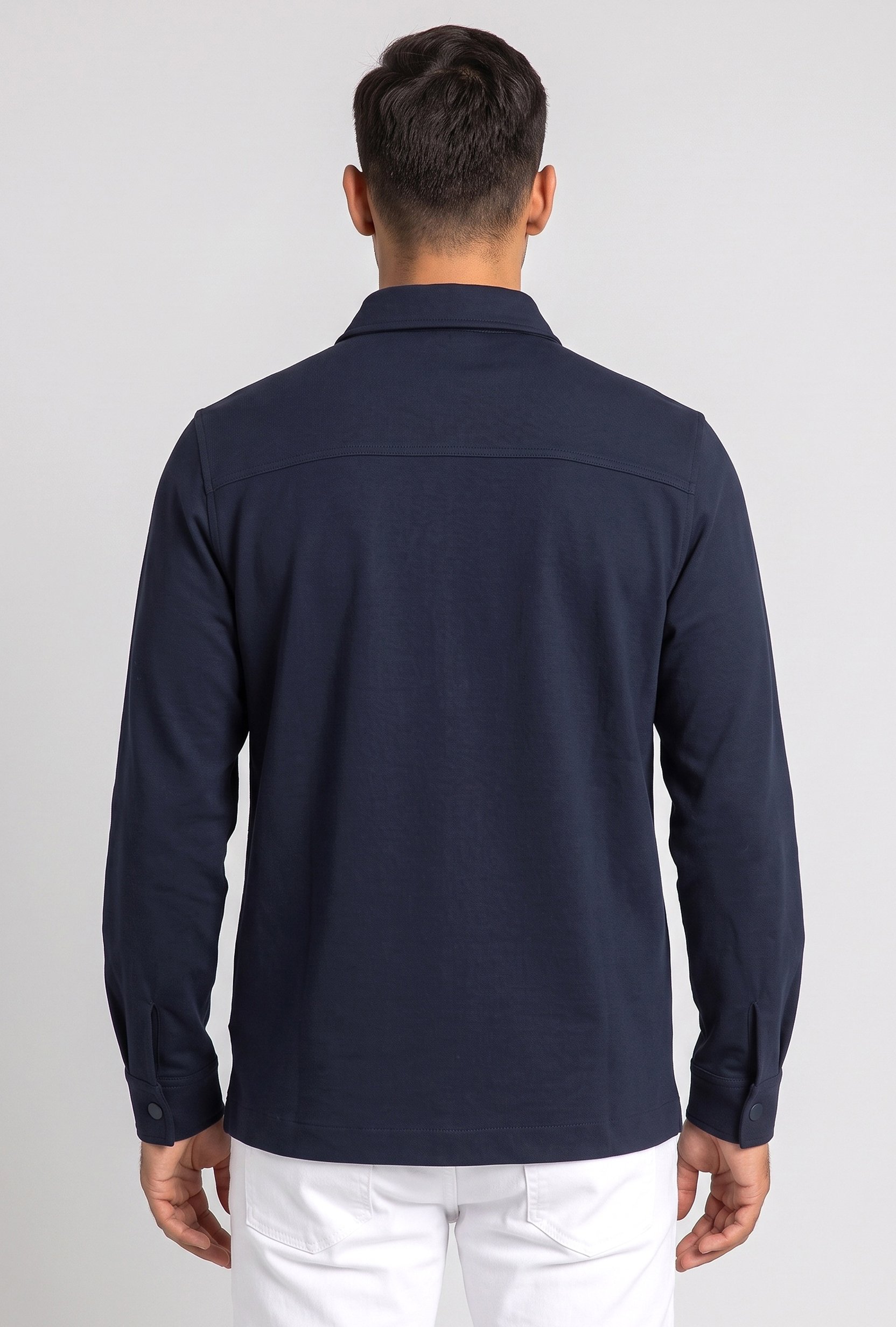 Men Regular Fit Long Sleeve Textured Casual Shirt, Navy