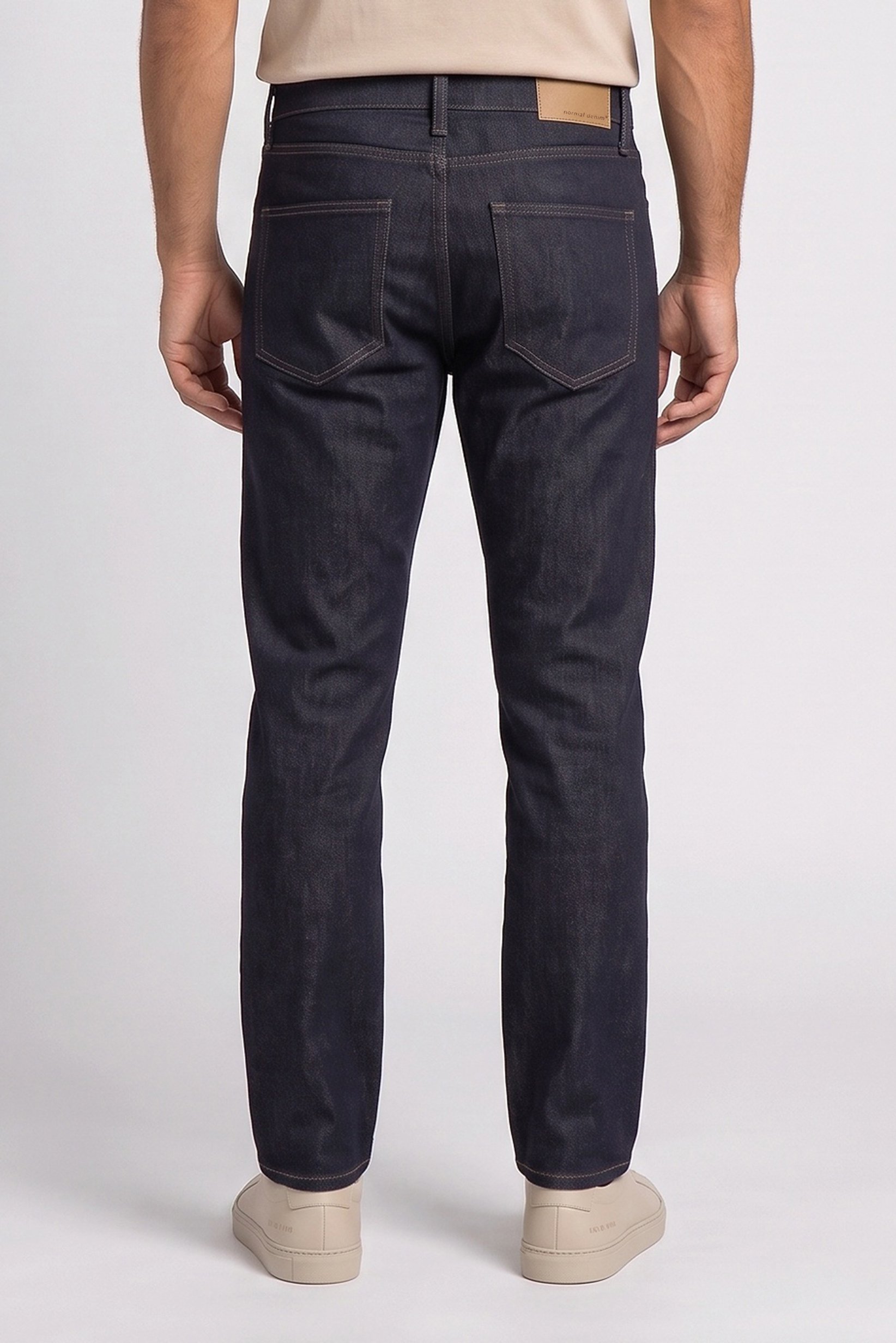 Men Straight Fit Solid Stretchable Jeans, Navy