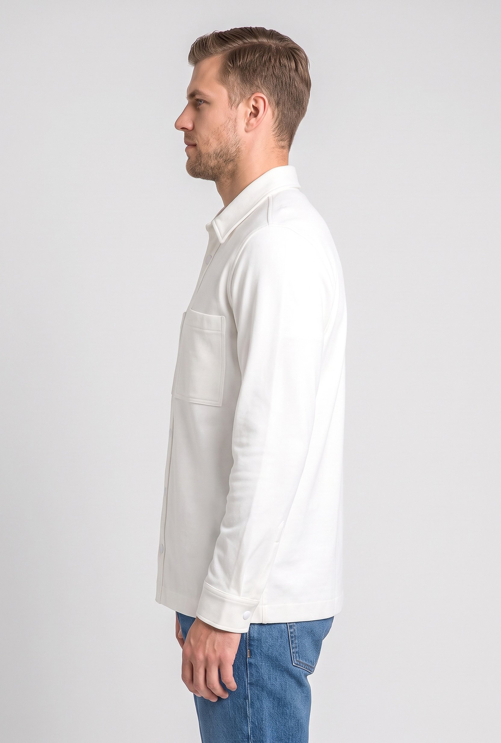 Men Regular Fit Long Sleeve Textured Casual Shirt, Off White