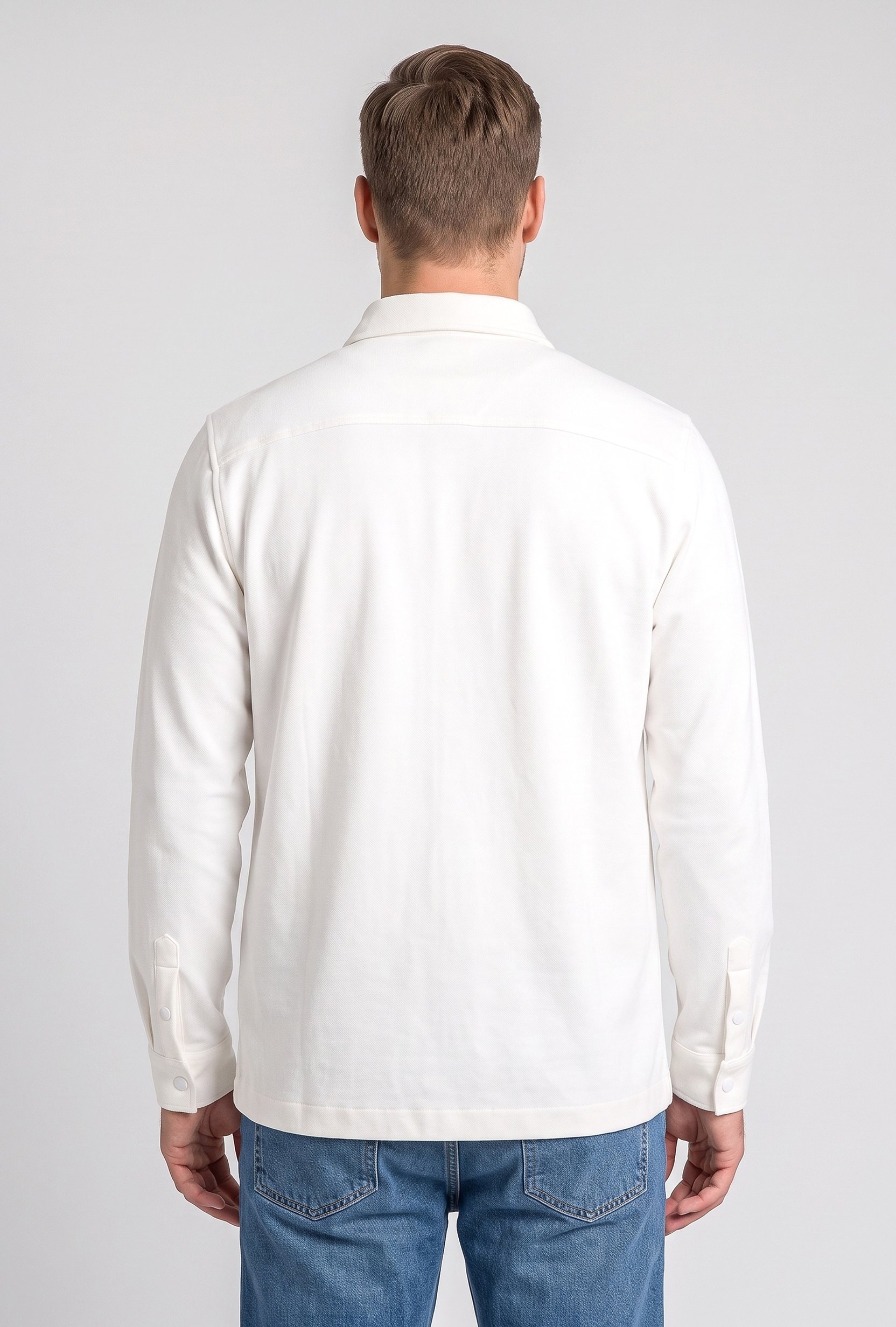 Men Regular Fit Long Sleeve Textured Casual Shirt, Off White