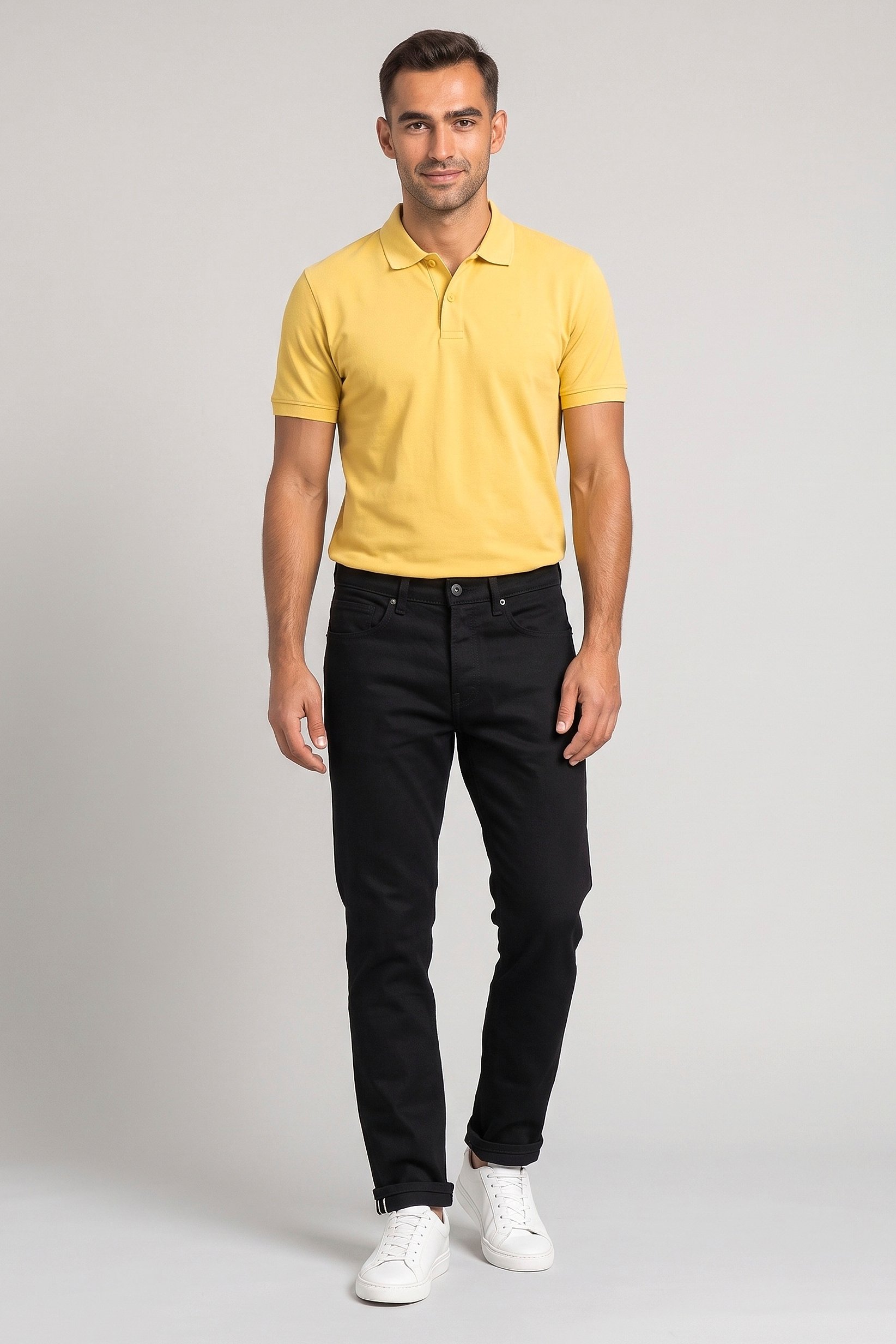 Men Straight Fit Solid Stretchable Jeans, Black