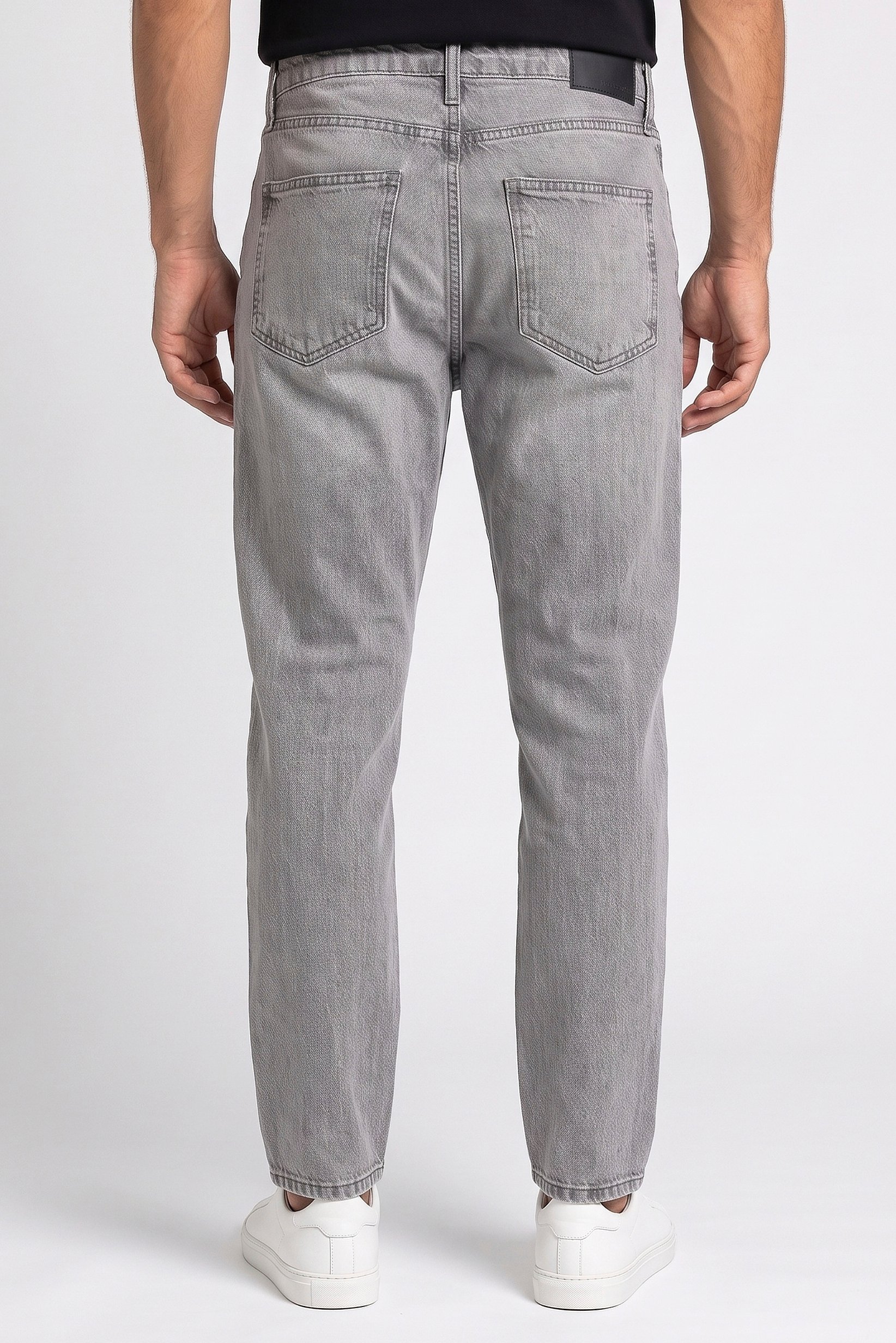 Men Loose Fit Washed Non-Stretchable Jeans, Light Grey