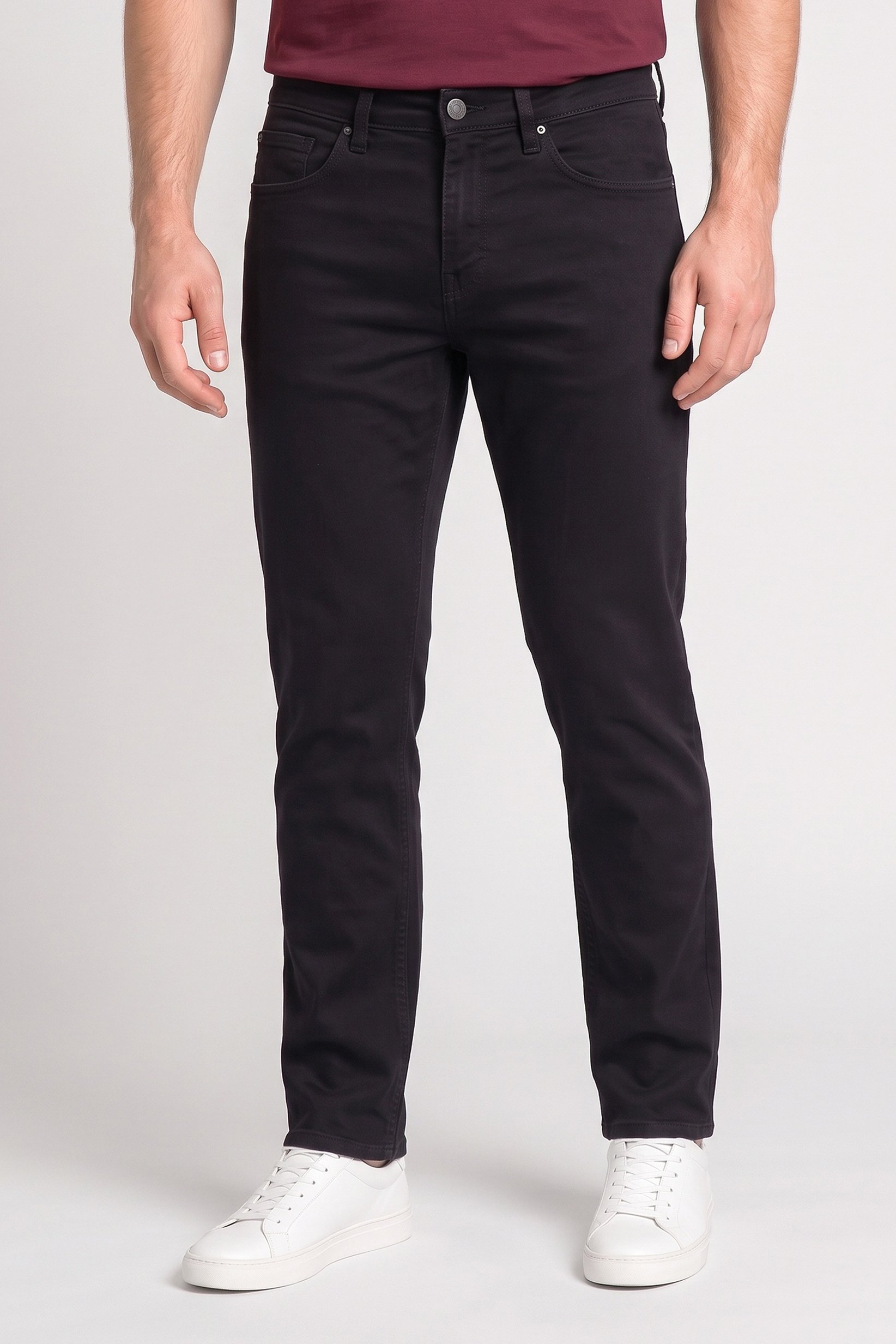 Men Straight Fit Washed Stretchable Jeans, Black