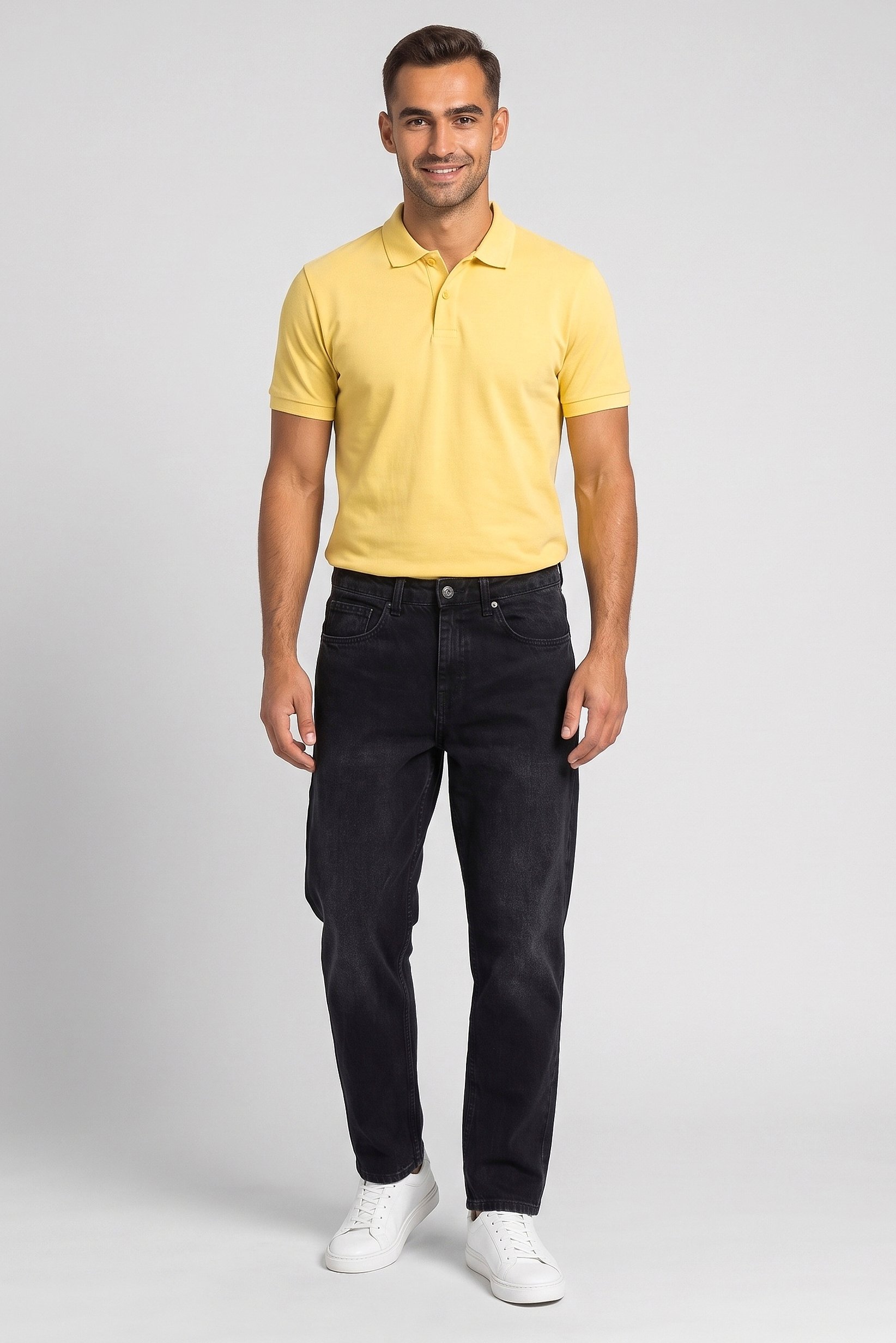 Men Loose Fit Plain Non-Stretchable Jeans, Black