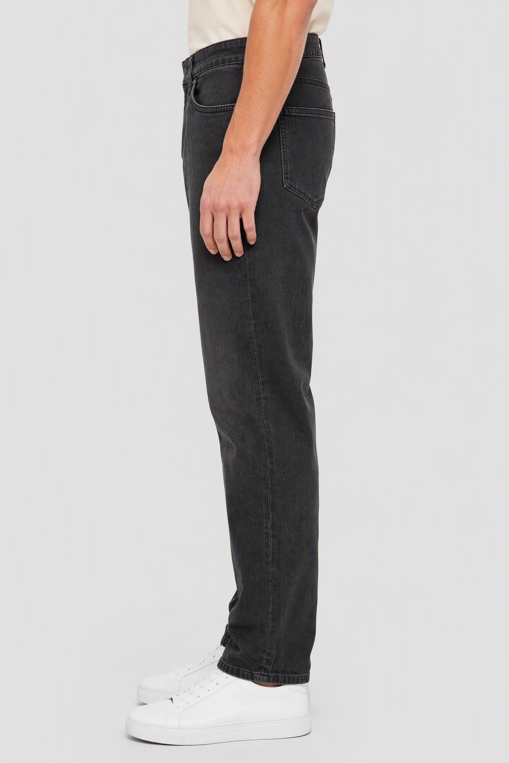 Men Straight Fit Washed Stretchable Jeans, Black