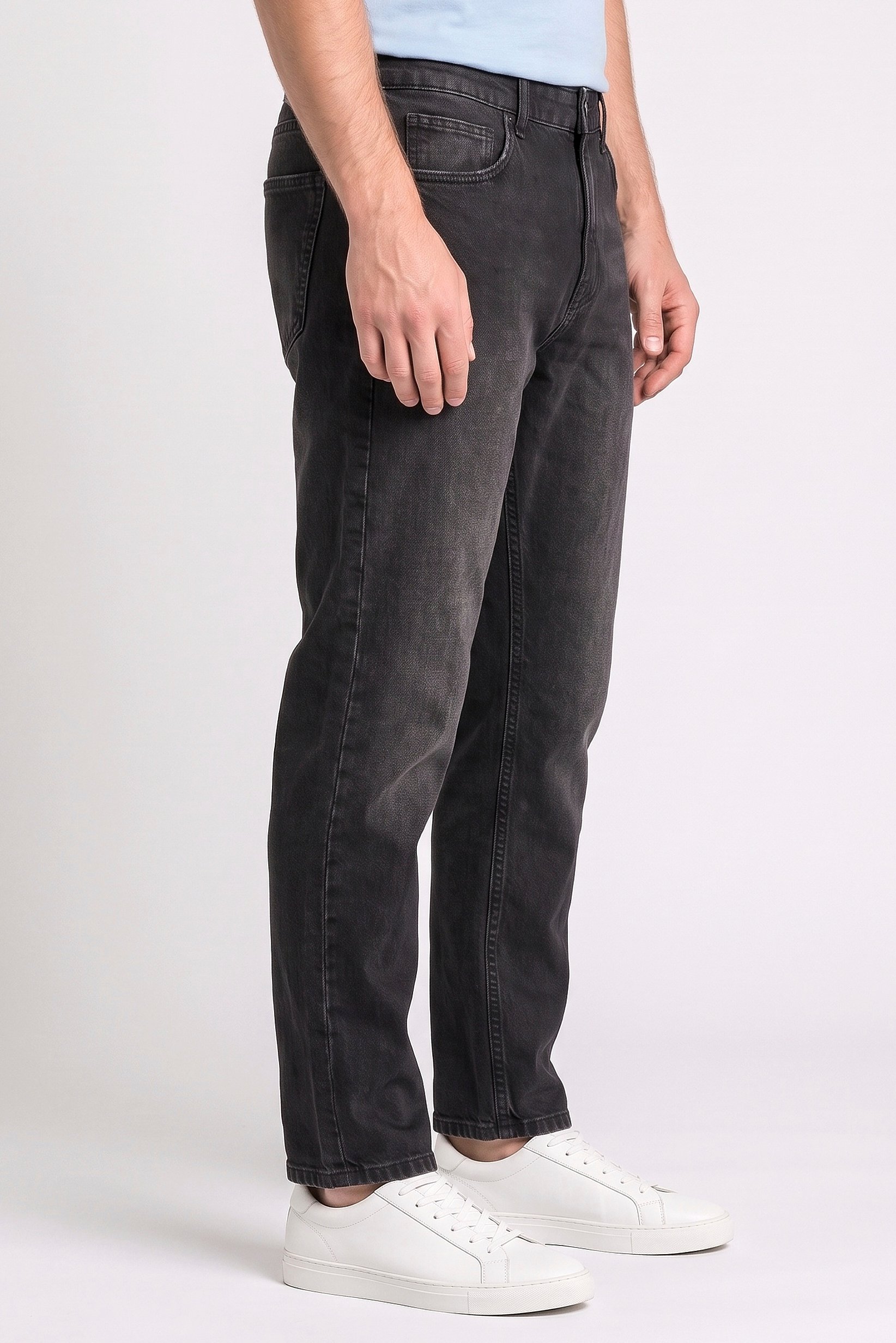 Men Relax Fit Non Stretchable Denim Jeans, Washed Black